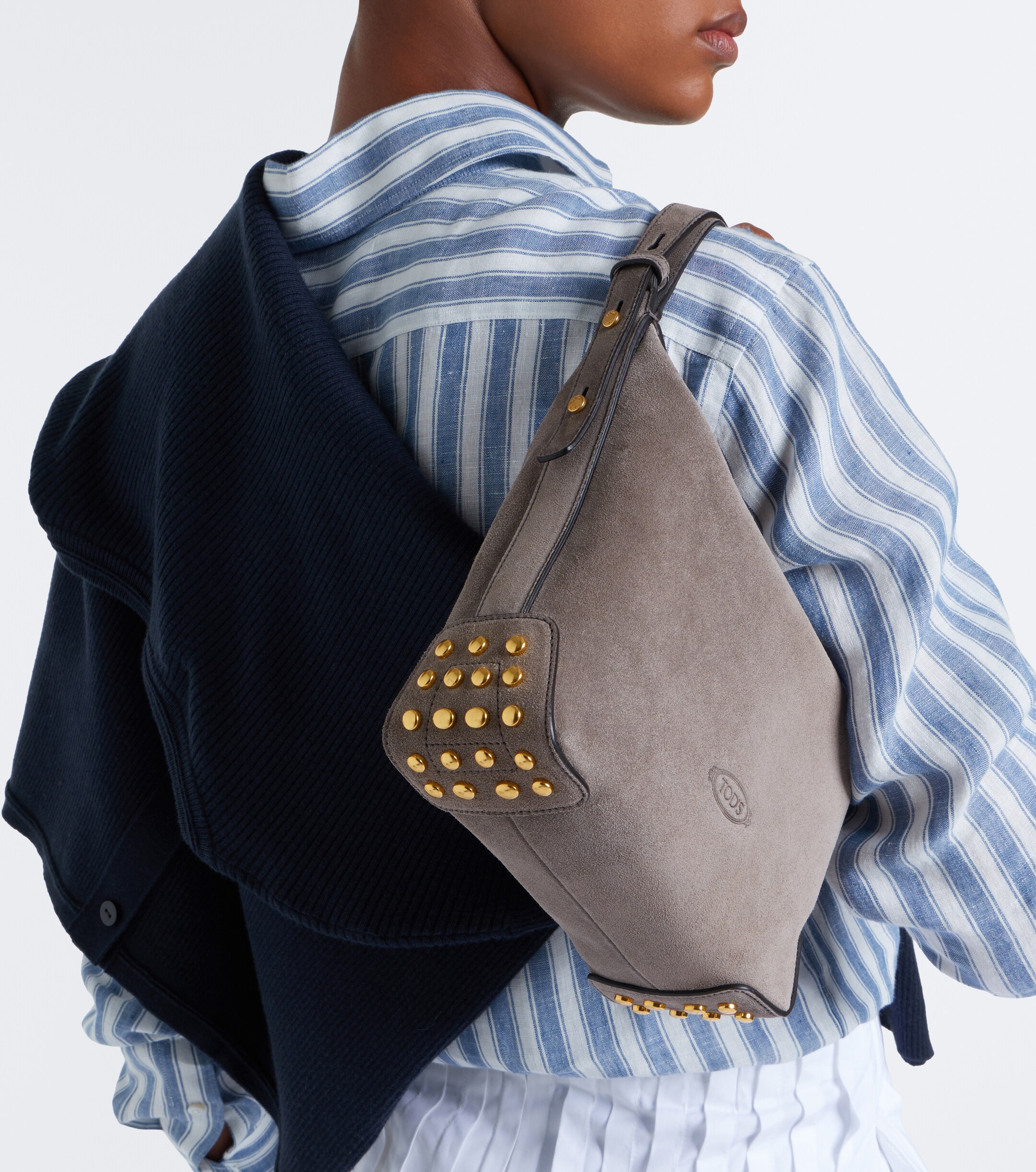 Tod's Metal Dots Mini suede top-handle bag