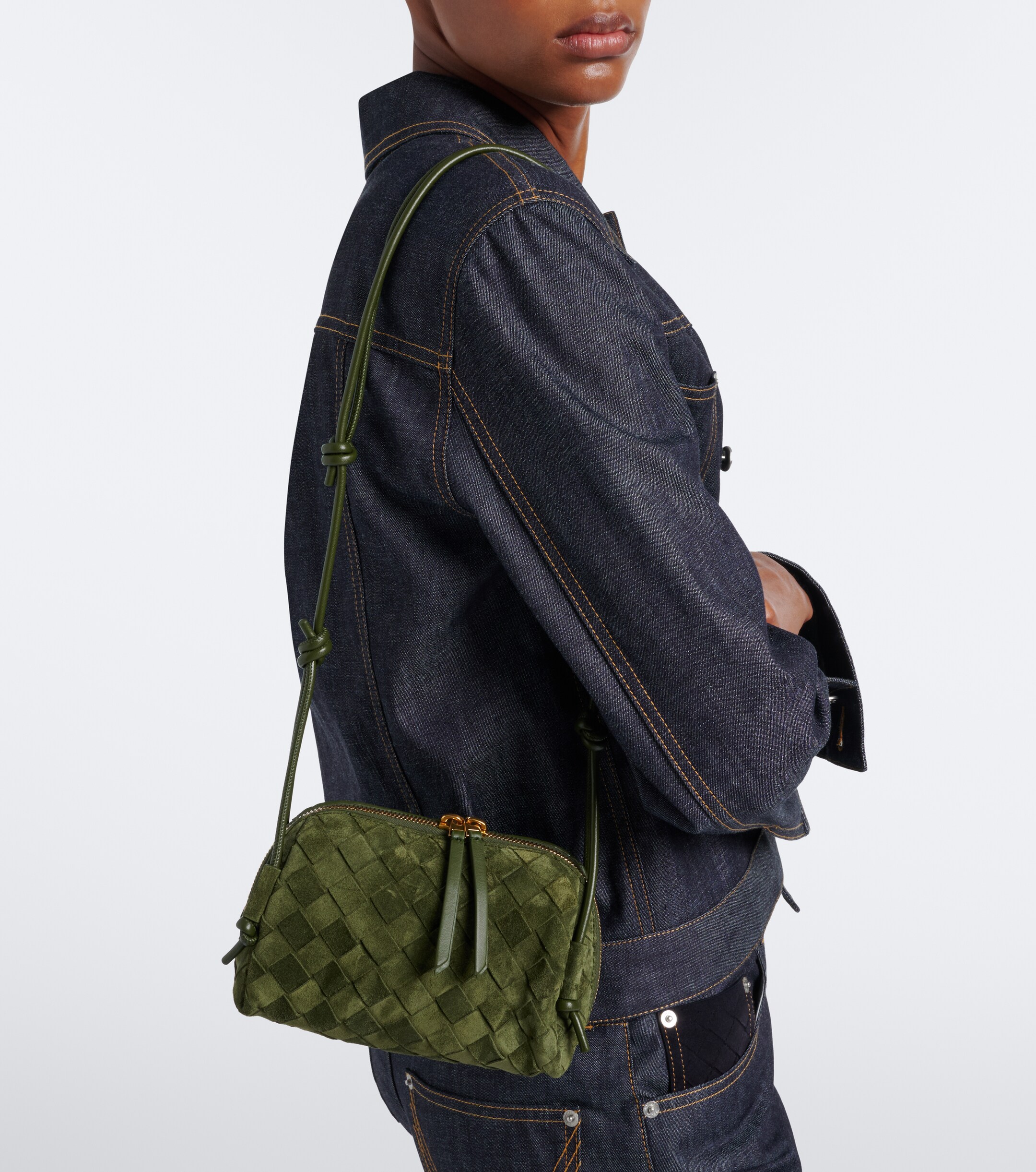 Bottega Veneta Concert Intrecciato Mini suede crossbody bag