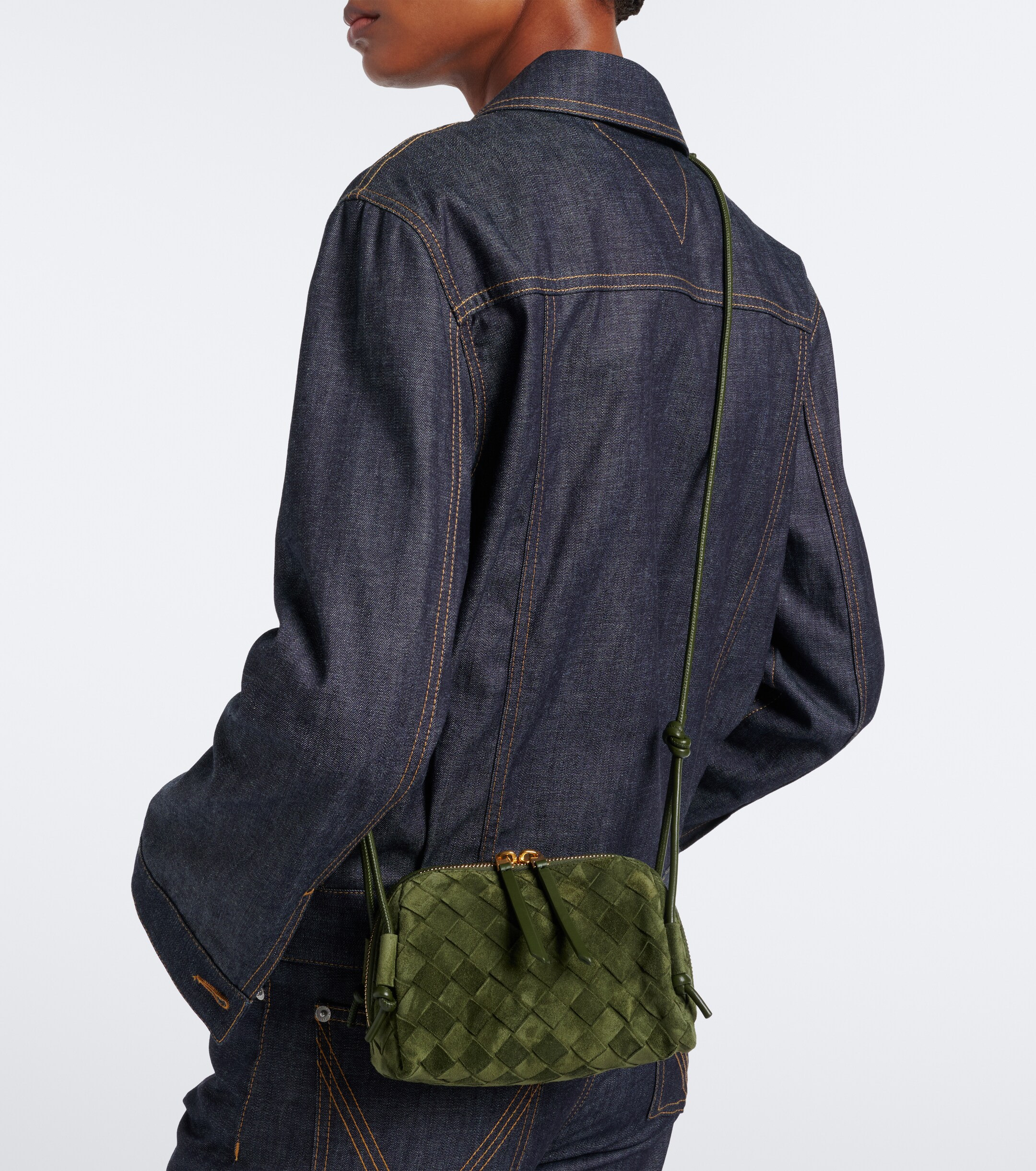 Bottega Veneta Concert Intrecciato Mini suede crossbody bag