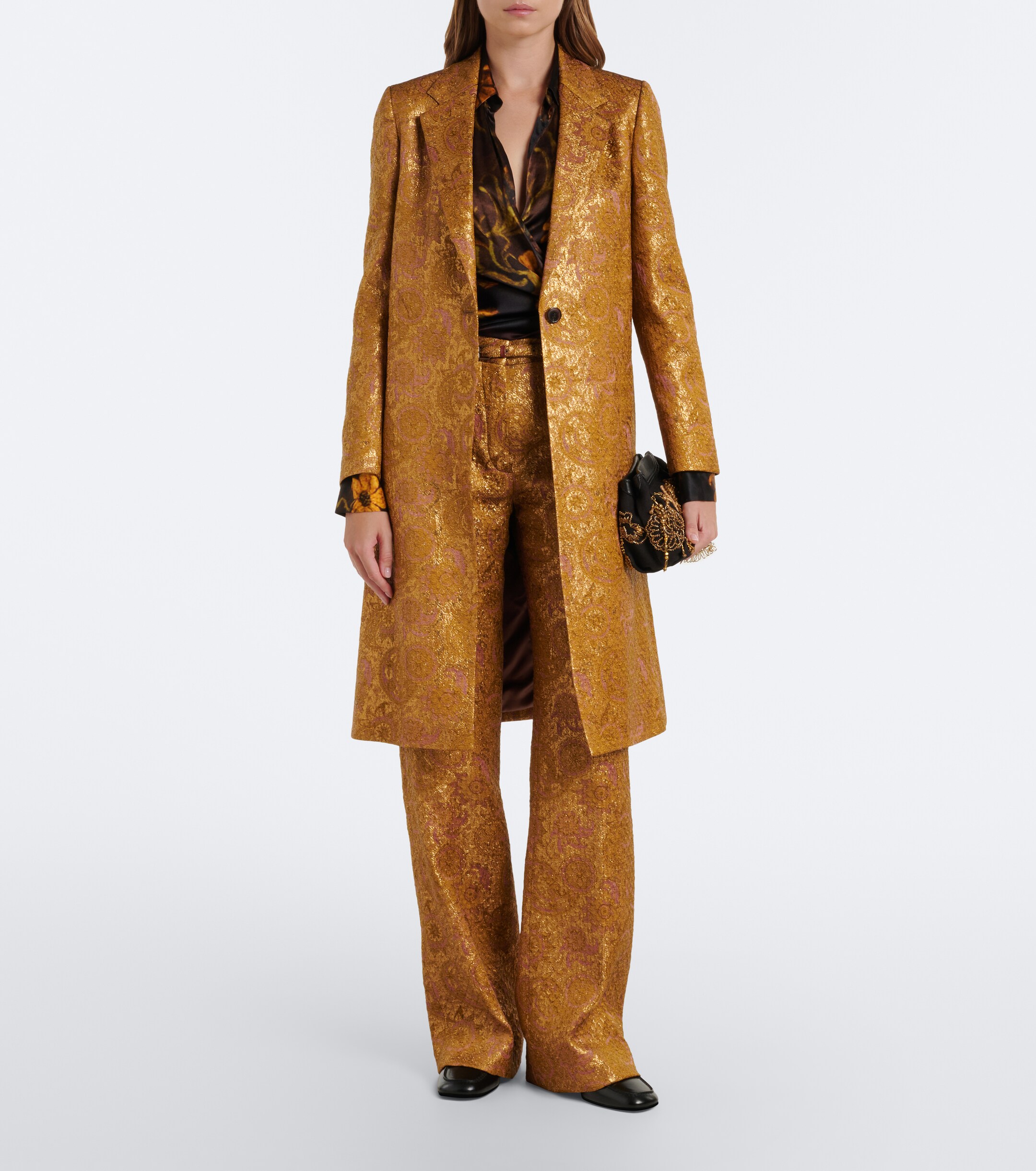 Dries Van Noten Dries Van Noten Jacquard linen, cotton, and silk-blend coat
