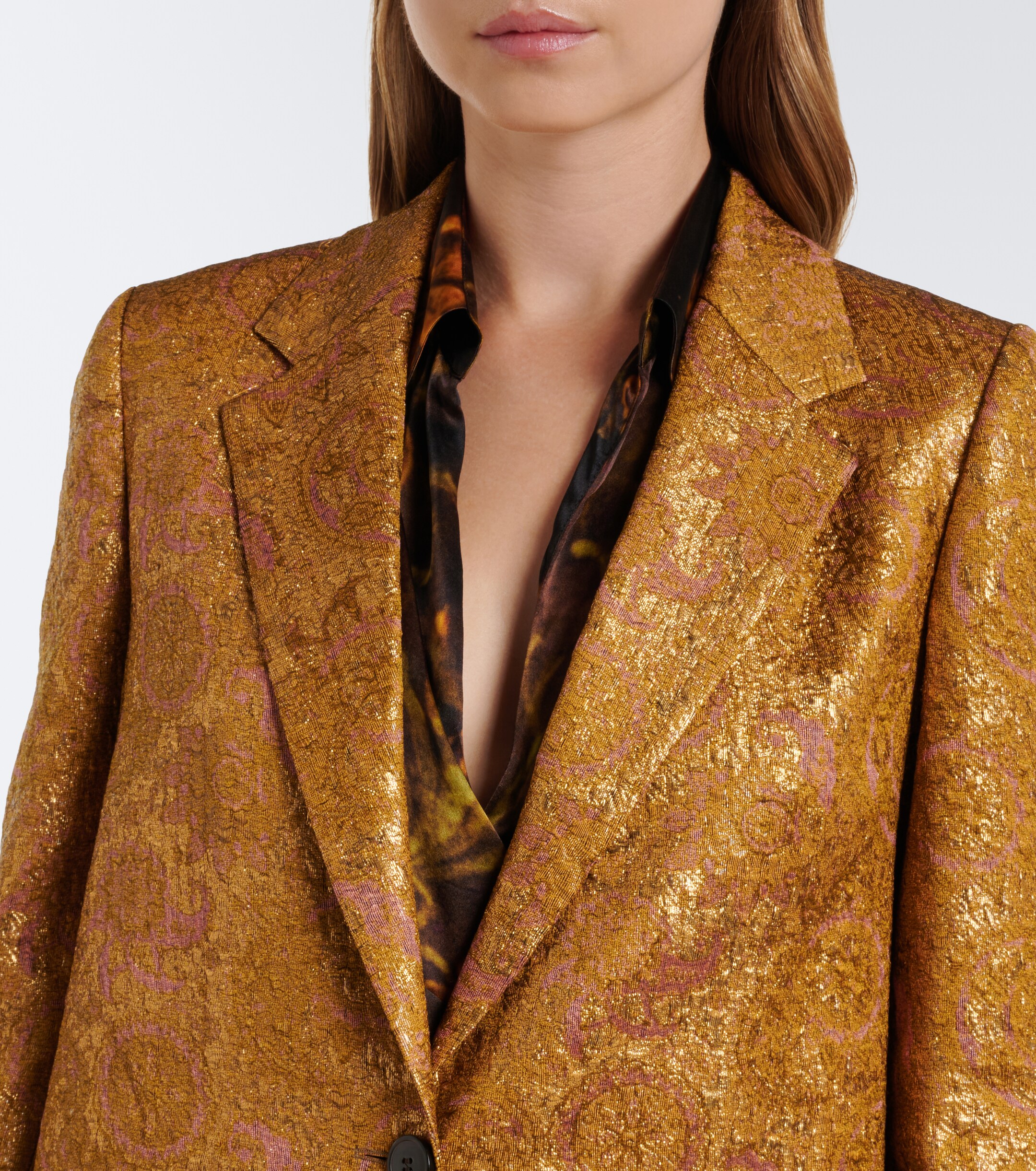 Dries Van Noten Dries Van Noten Jacquard linen, cotton, and silk-blend coat