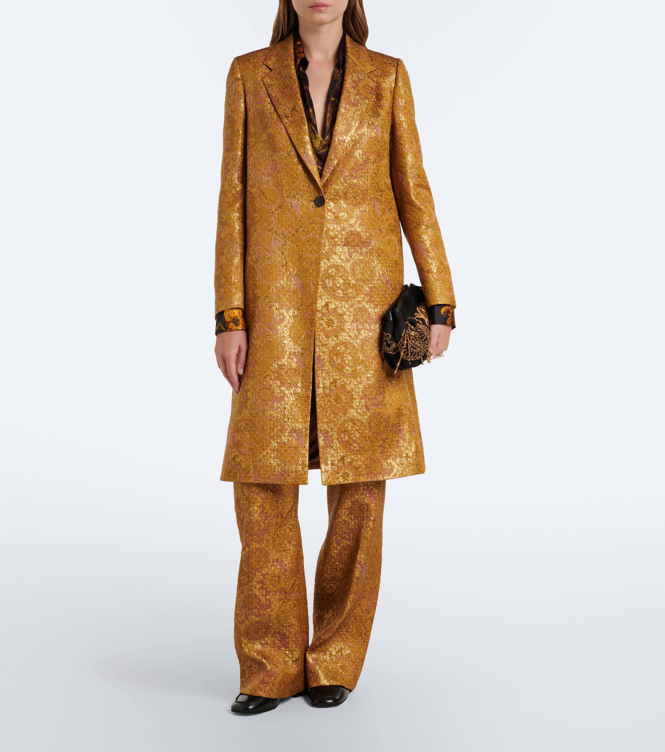 Dries Van Noten Dries Van Noten Jacquard linen, cotton, and silk-blend coat