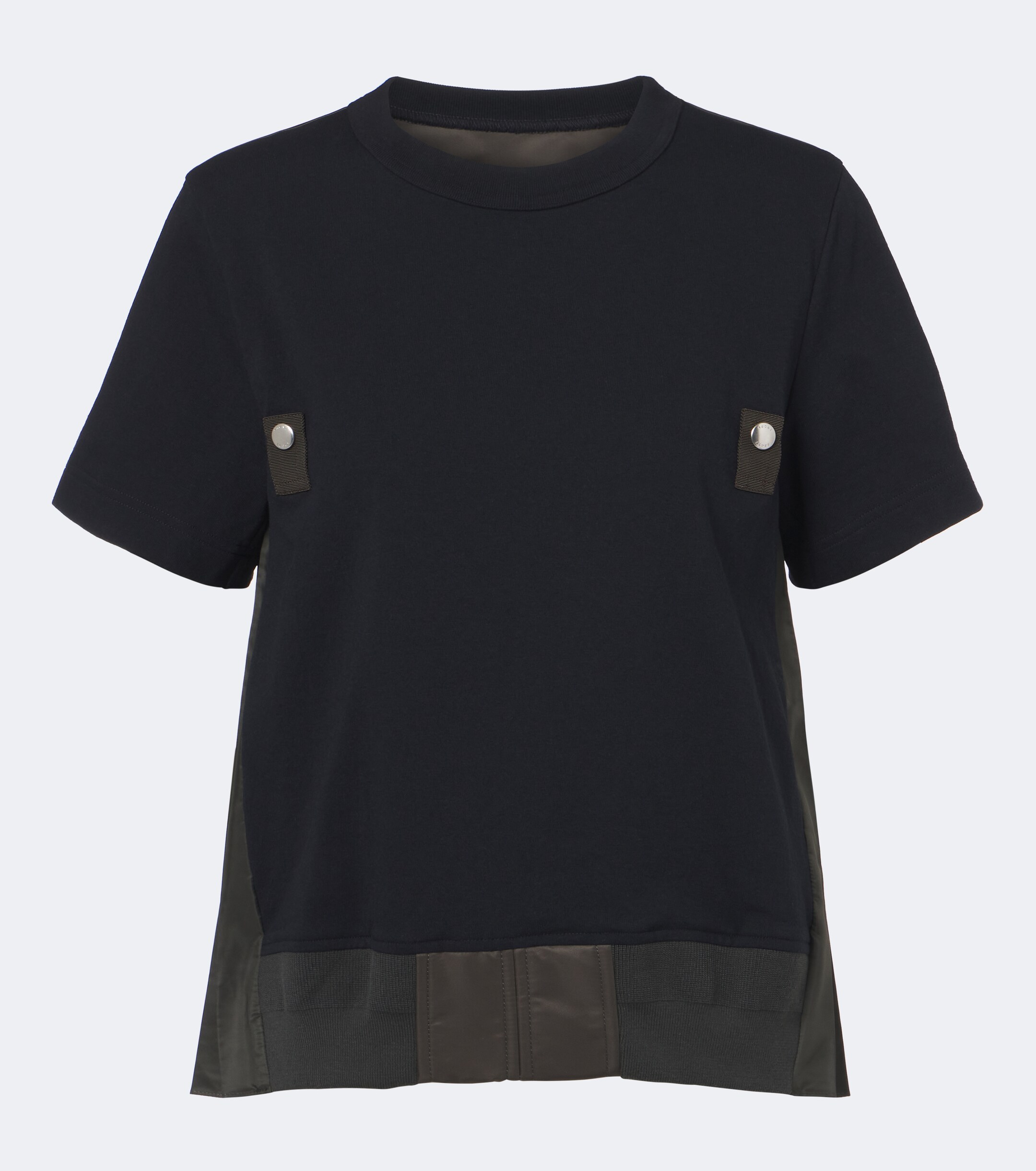 Sacai Sacai Paneled plissé cotton jersey T-shirt