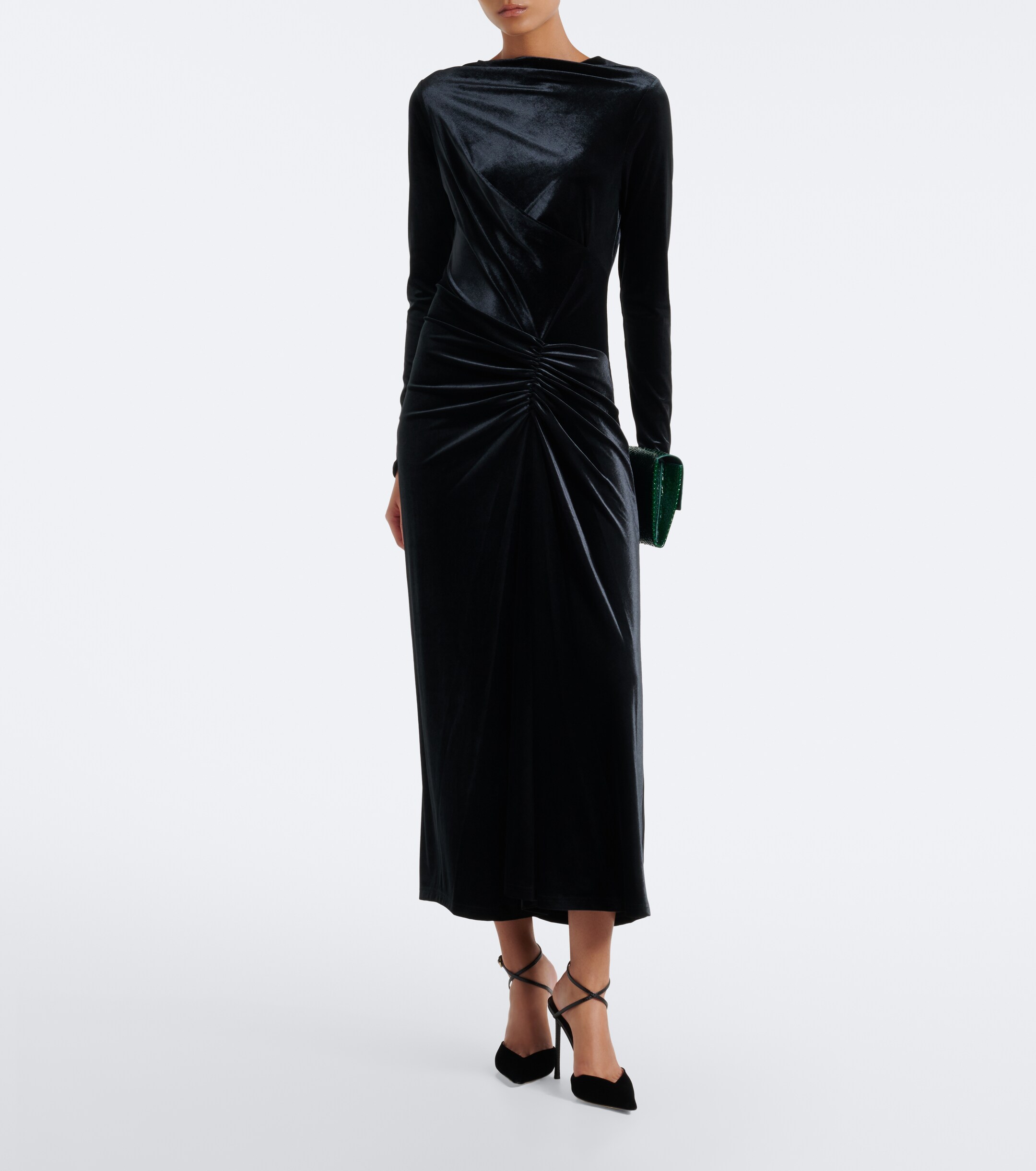 SIMKHAI Simkhai Ferrera gathered velvet midi dress
