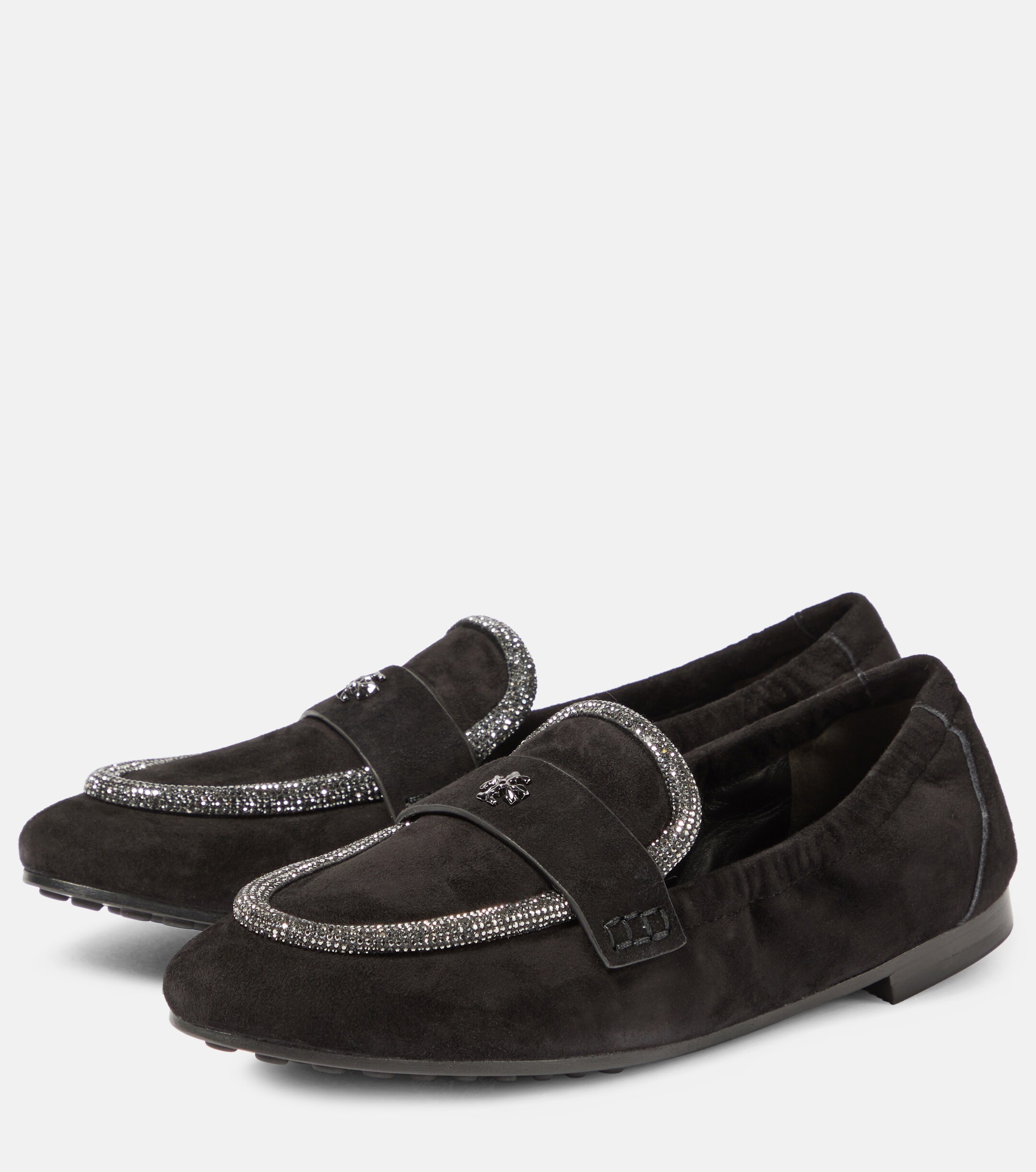 Tory Burch Crystal-embellished suede loafers