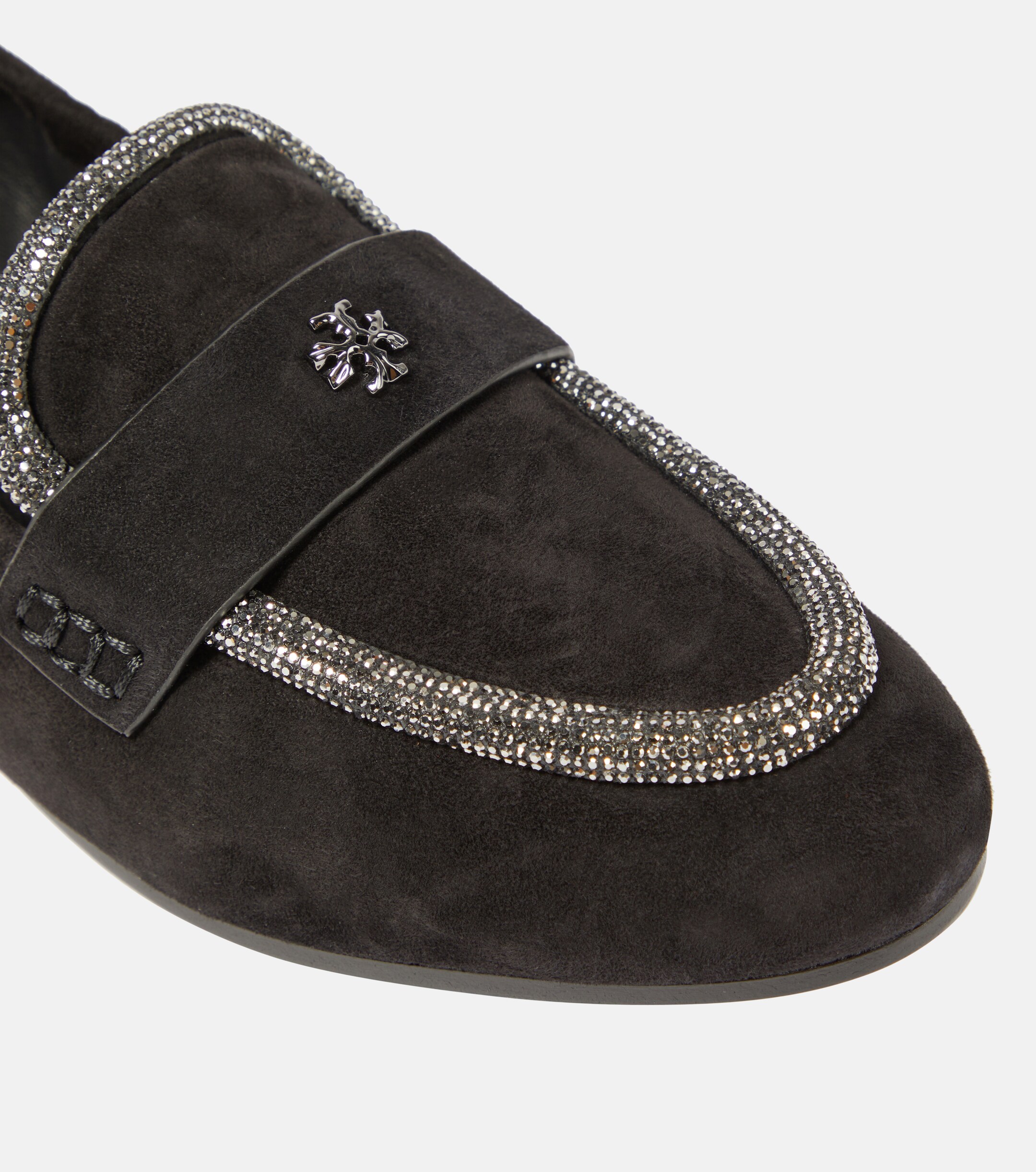 Tory Burch Crystal-embellished suede loafers