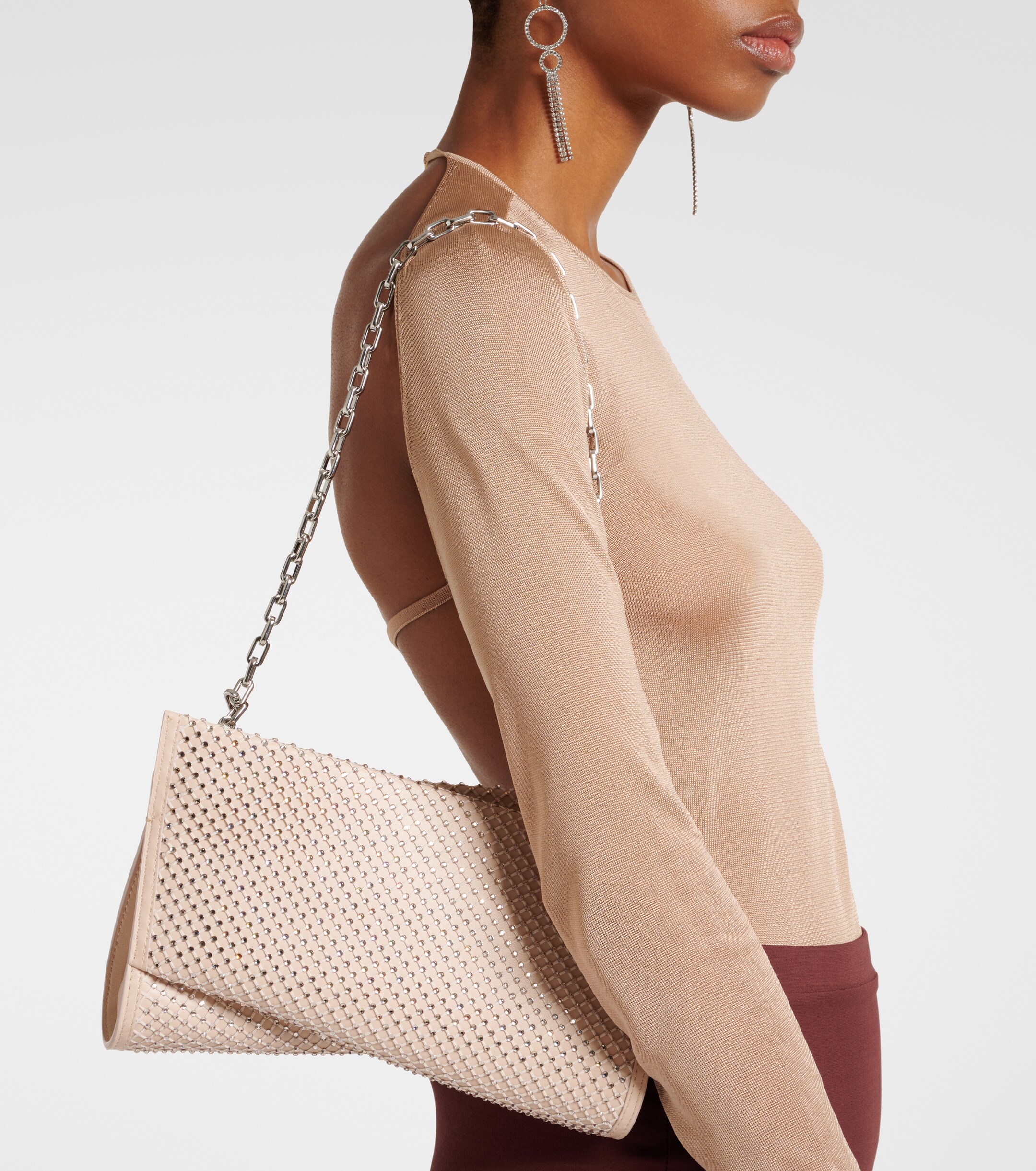 CHRISTIAN LOUBOUTIN Loubitwist Small leather clutch with strap