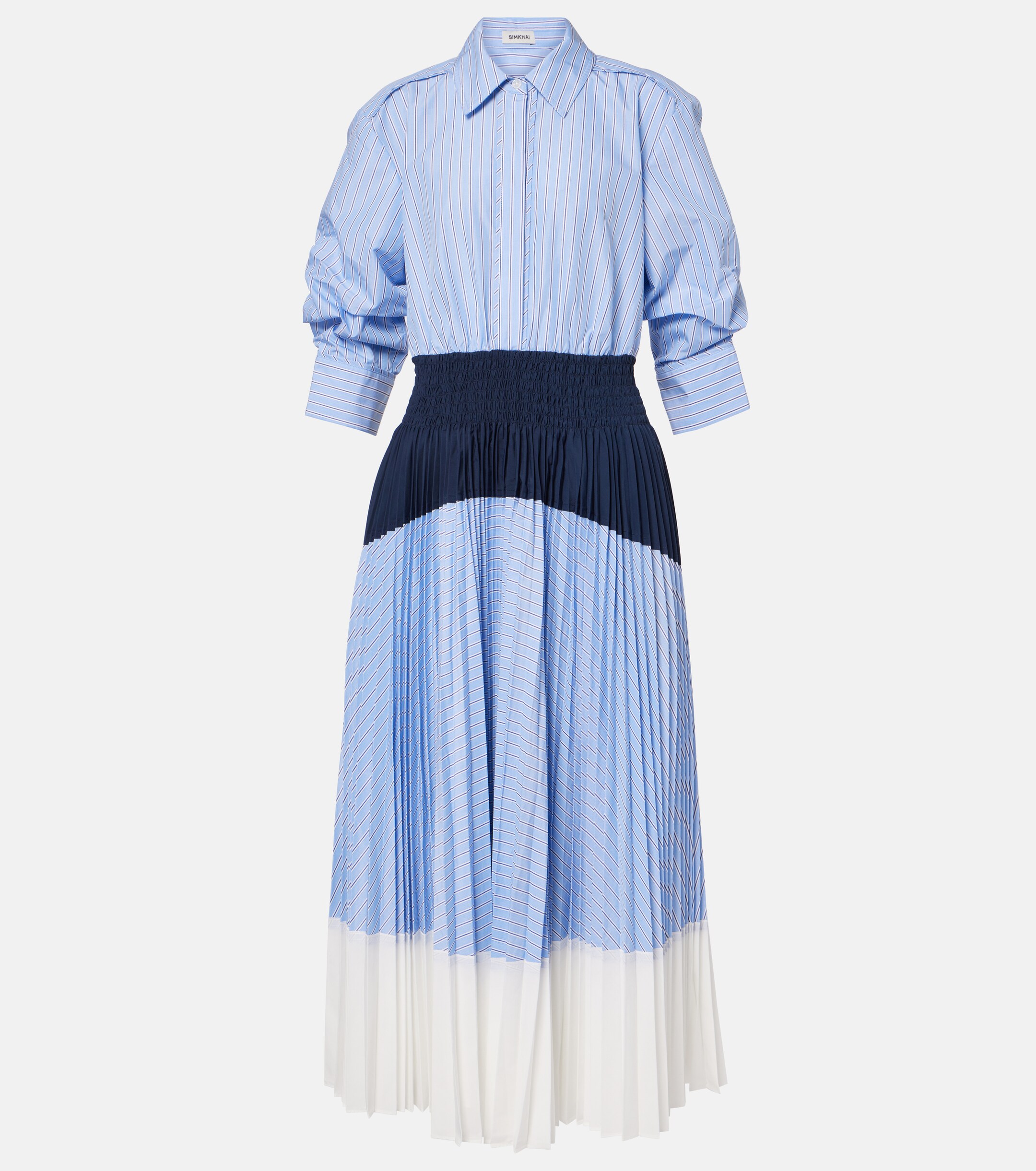 SIMKHAI Jenella striped cotton-blend midi dress thumbnail