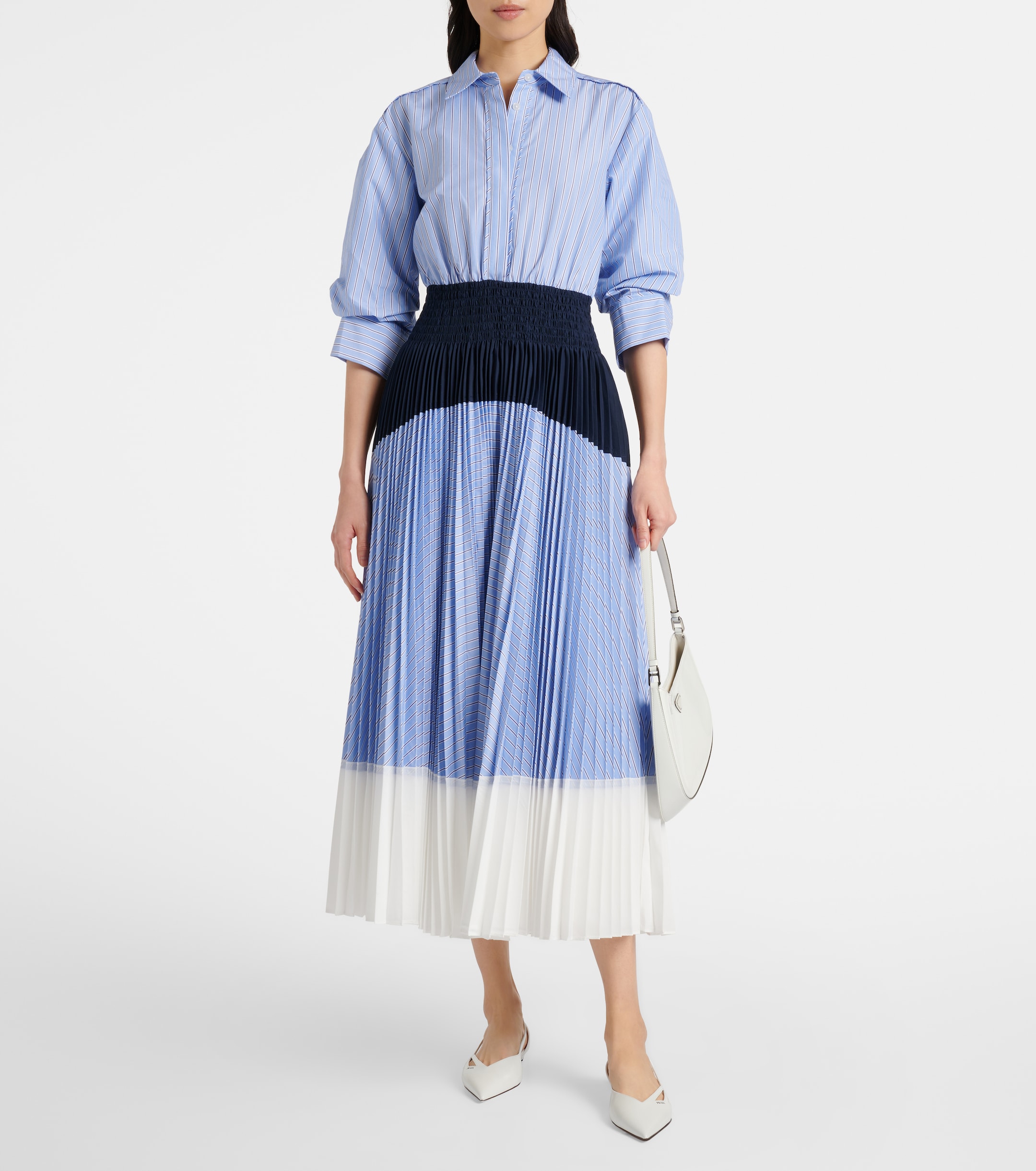 SIMKHAI Jenella striped cotton-blend midi dress