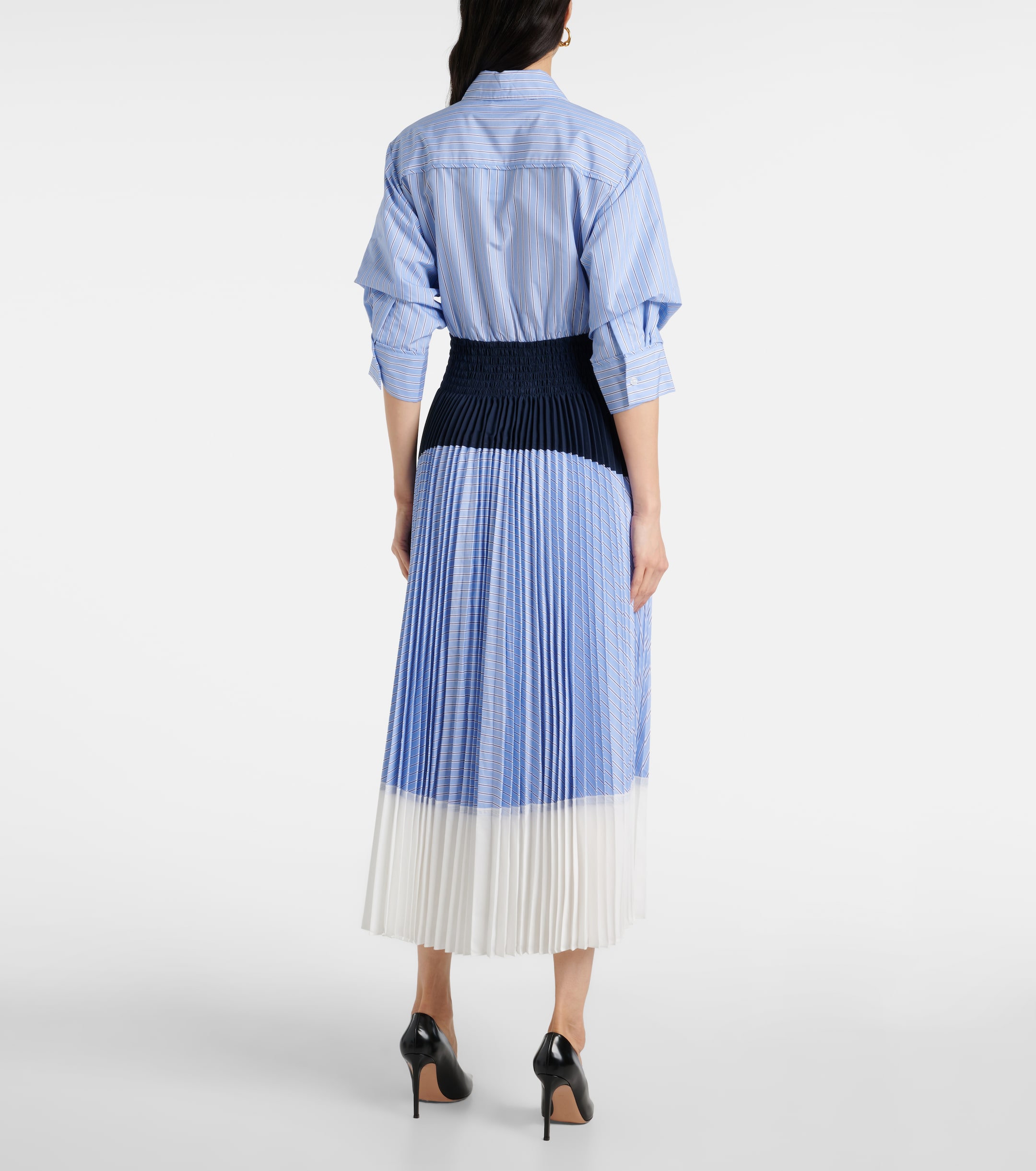 SIMKHAI Jenella striped cotton-blend midi dress thumbnail