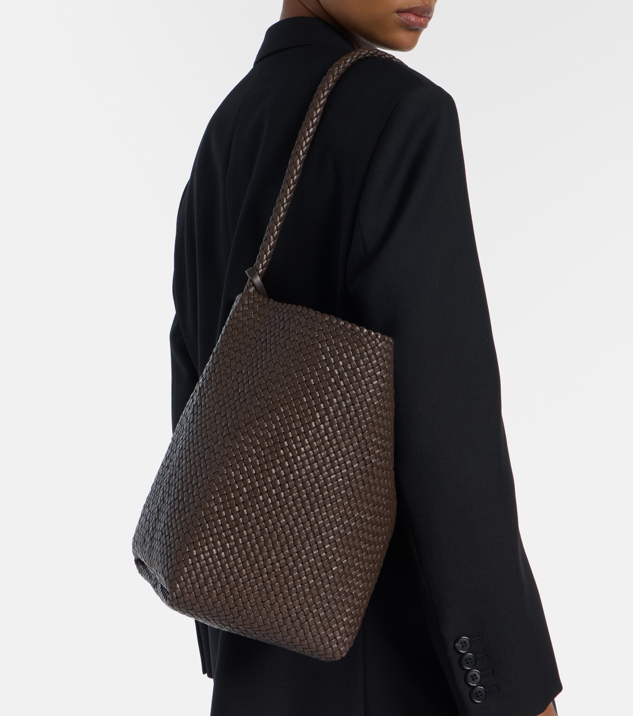 The Row N/S Park Medium woven leather shoulder bag