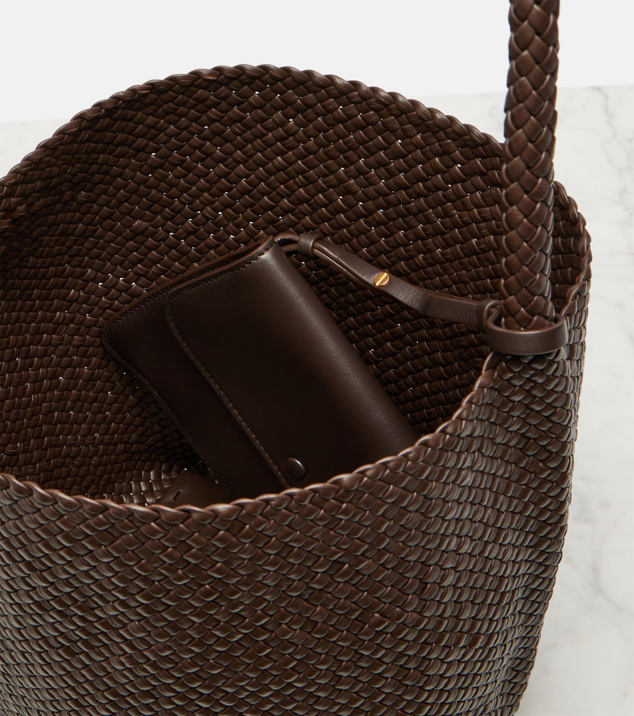 The Row N/S Park Medium woven leather shoulder bag