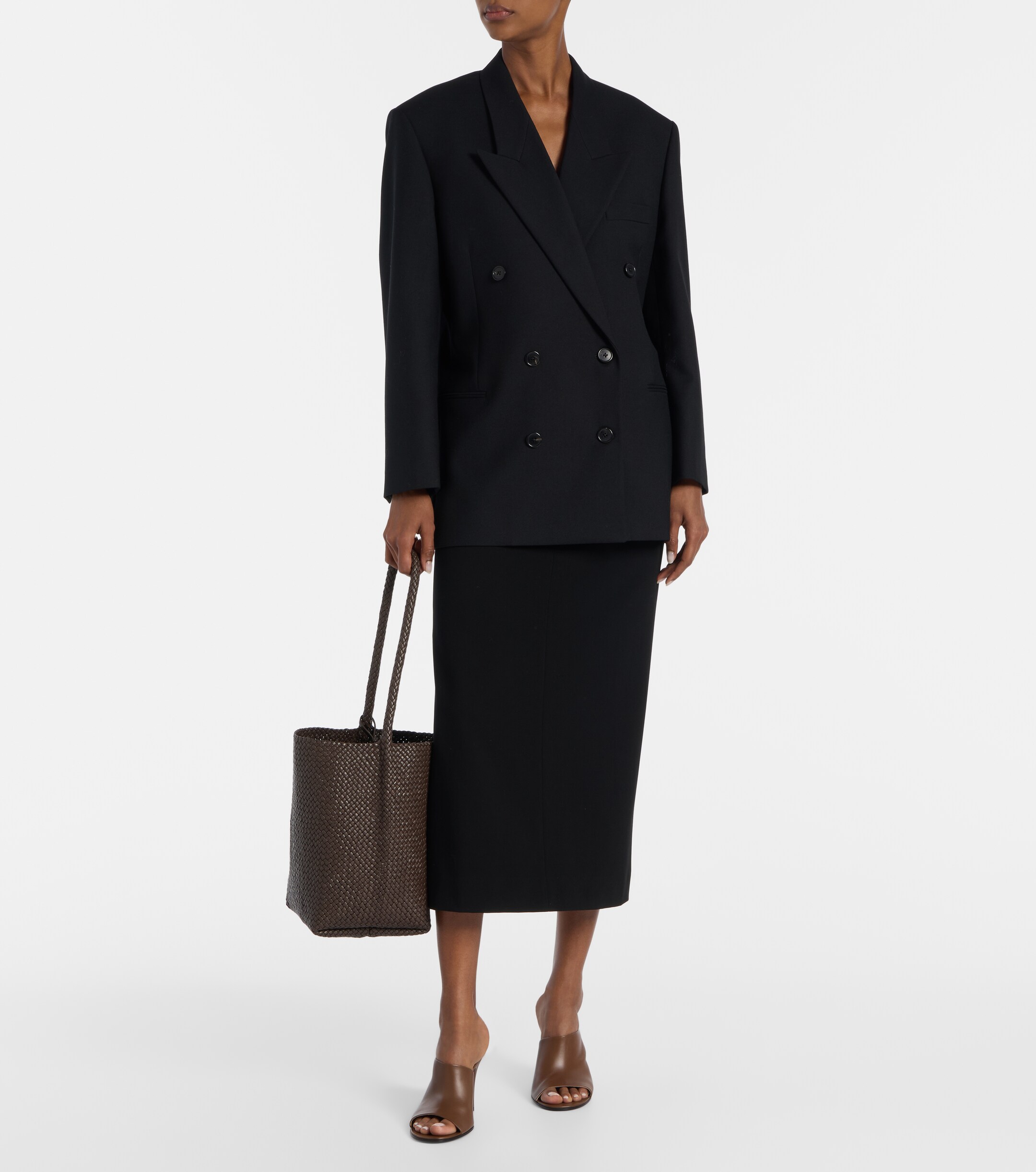The Row N/S Park Medium woven leather shoulder bag