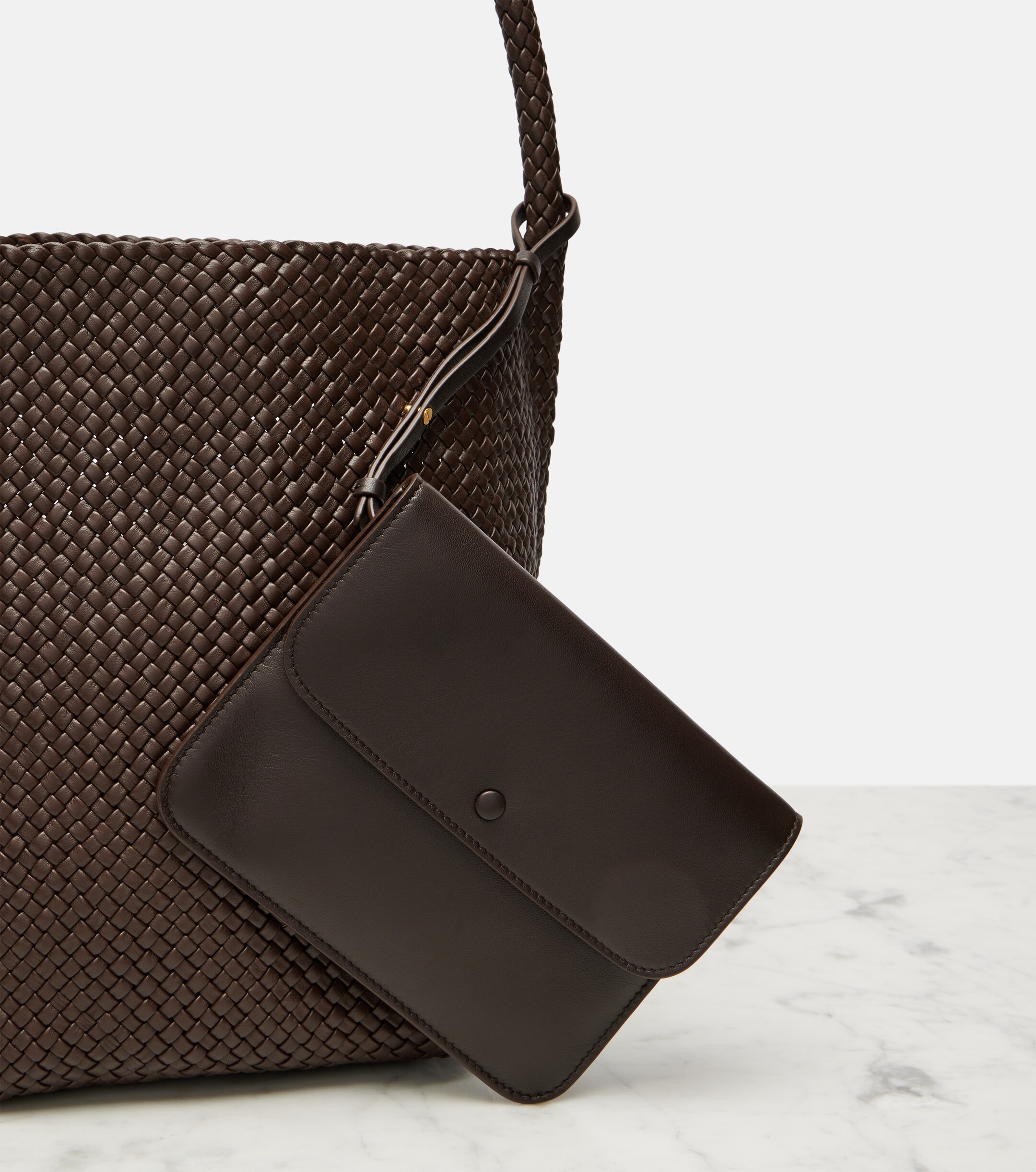 The Row N/S Park Medium woven leather shoulder bag