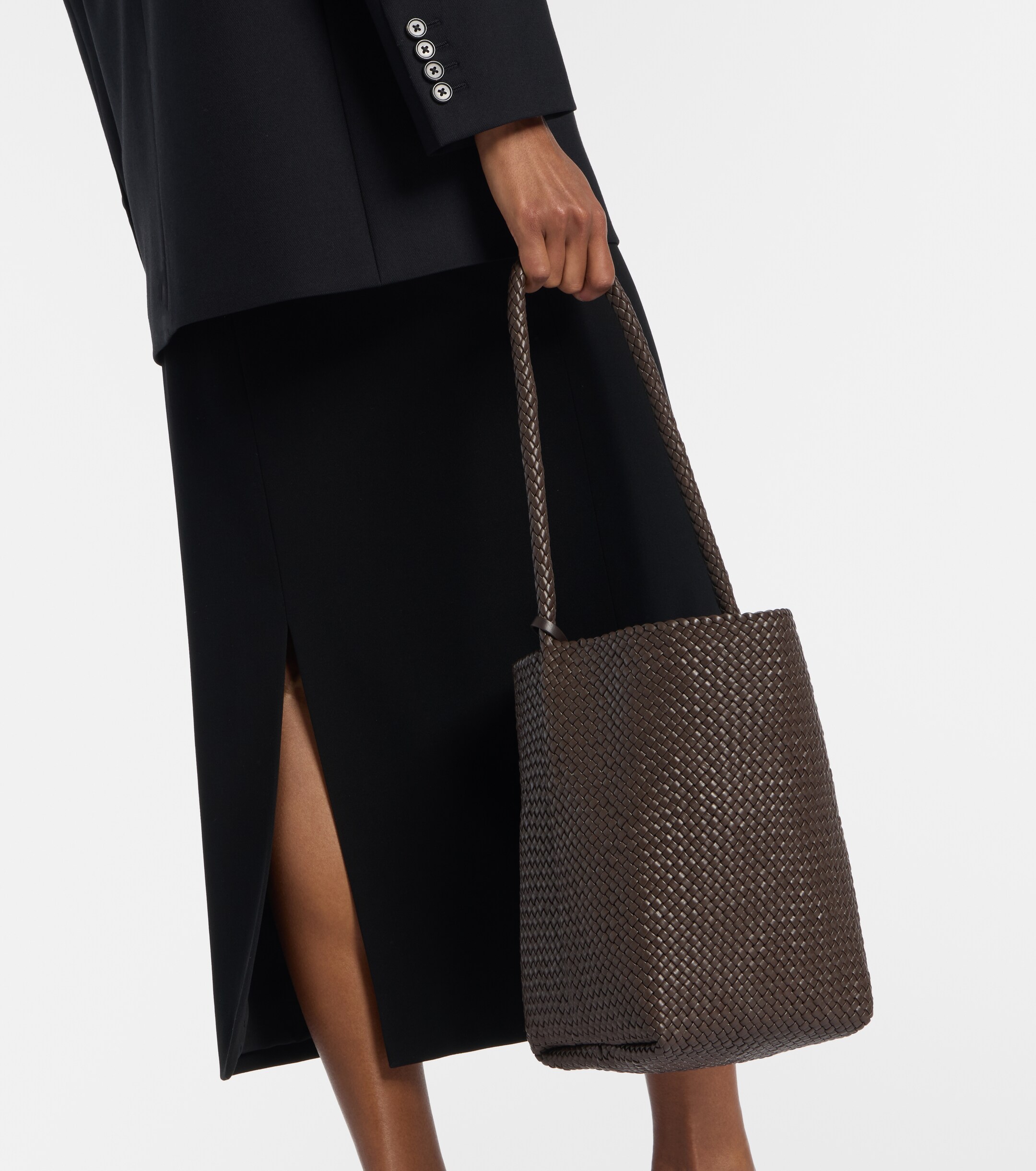 The Row N/S Park Medium woven leather shoulder bag