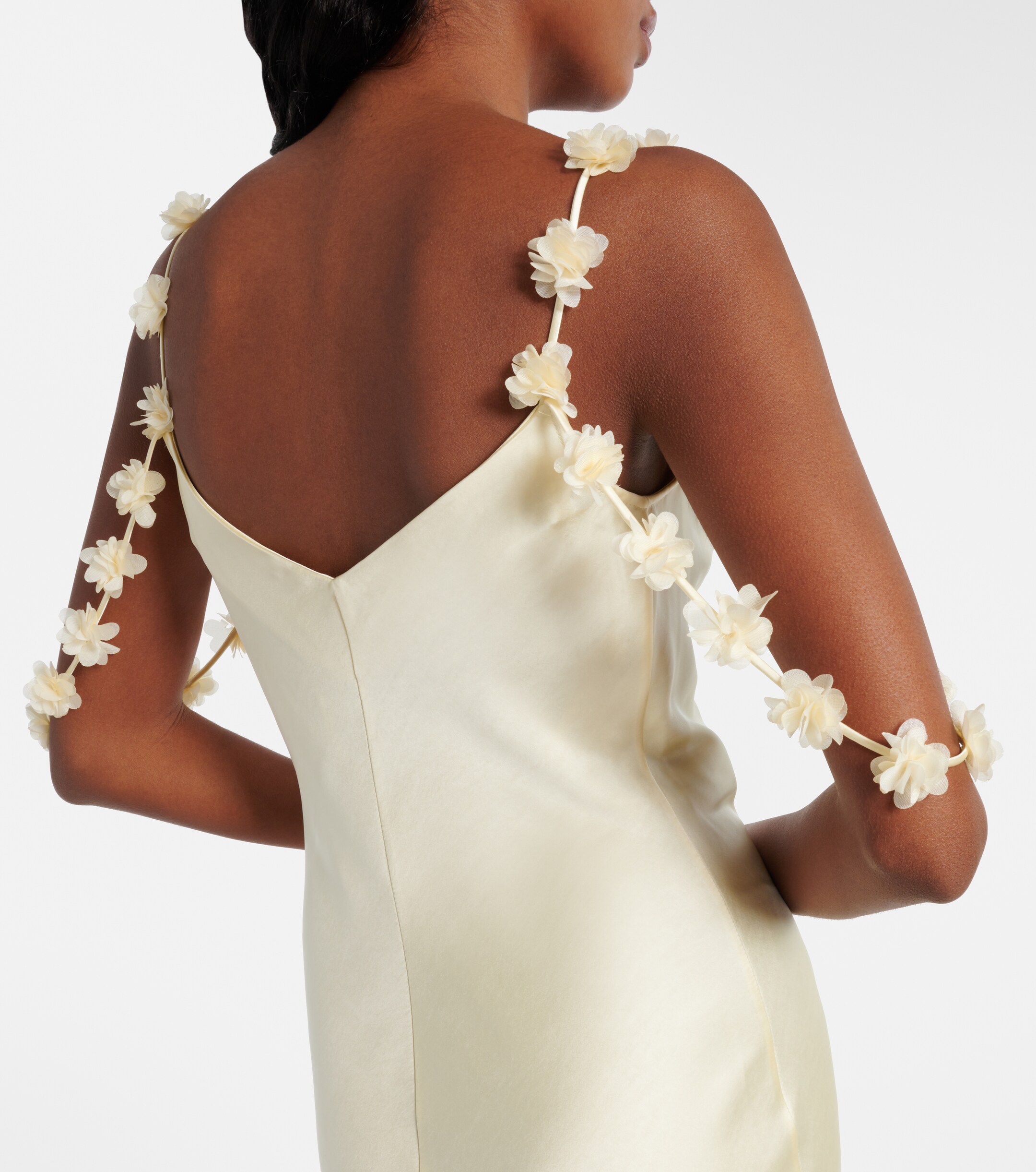 self-portrait - Floral-appliqu satin maxi dress | Plush