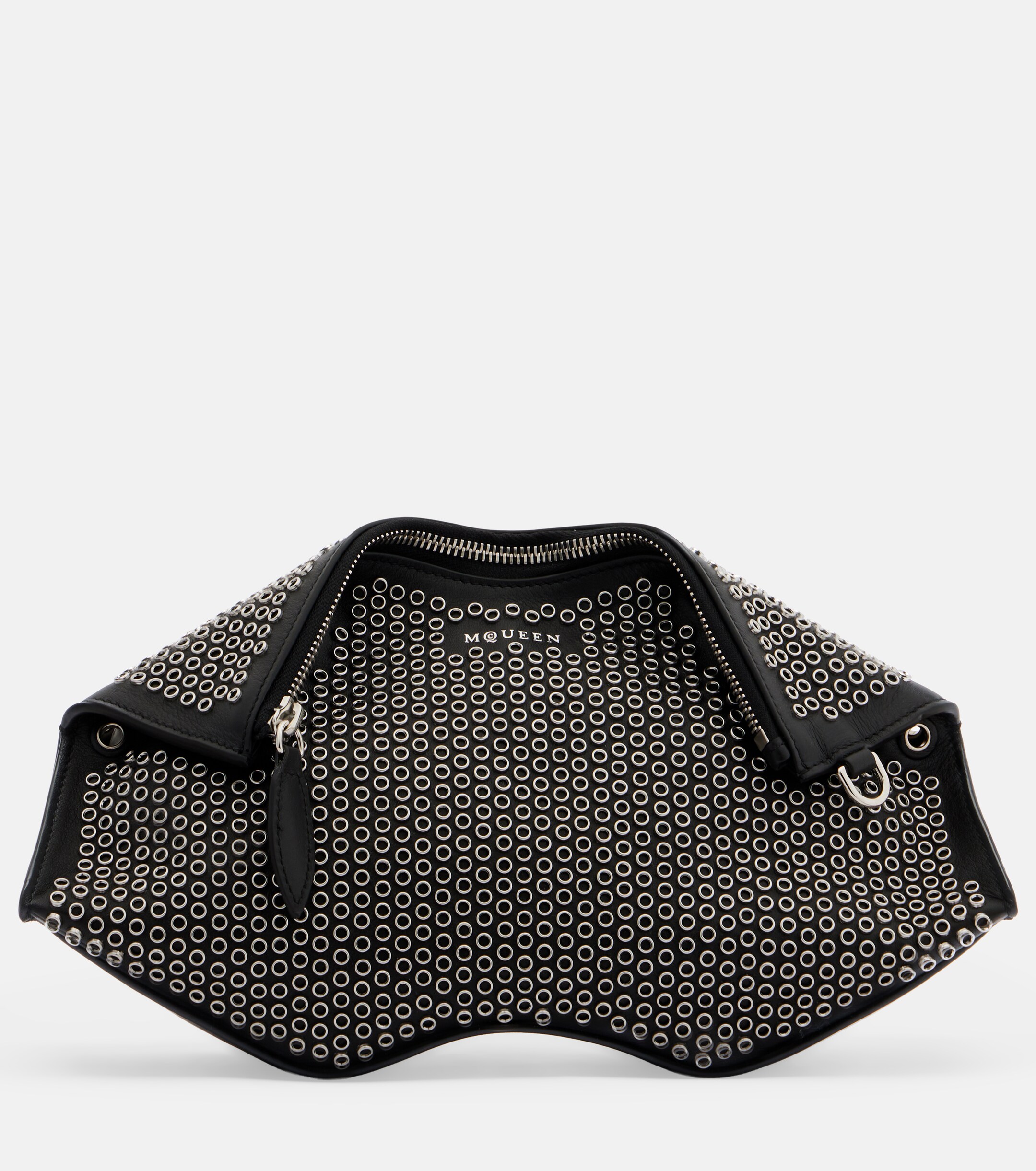McQueen Manta embellished leather clutch