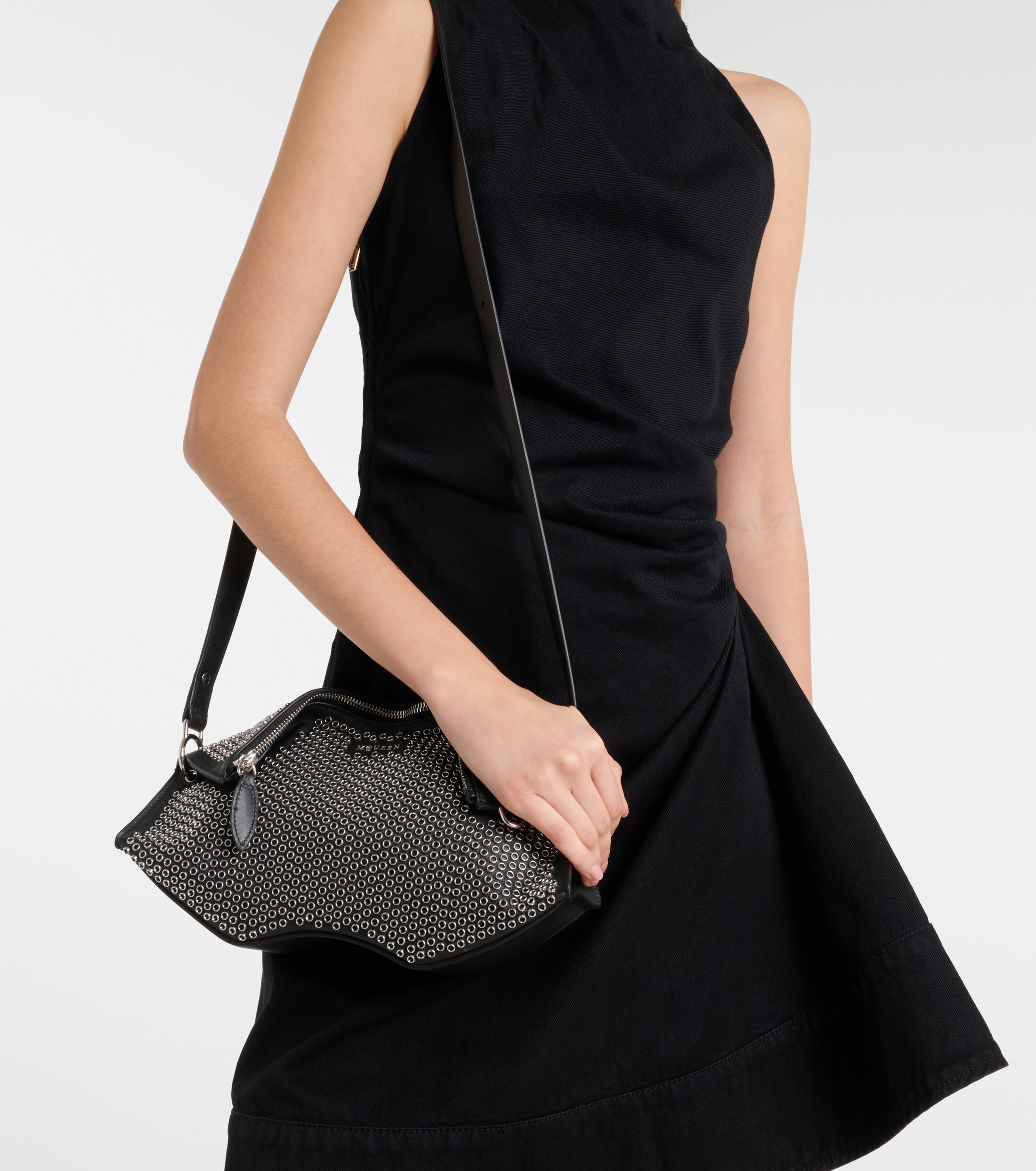 McQueen Manta embellished leather clutch