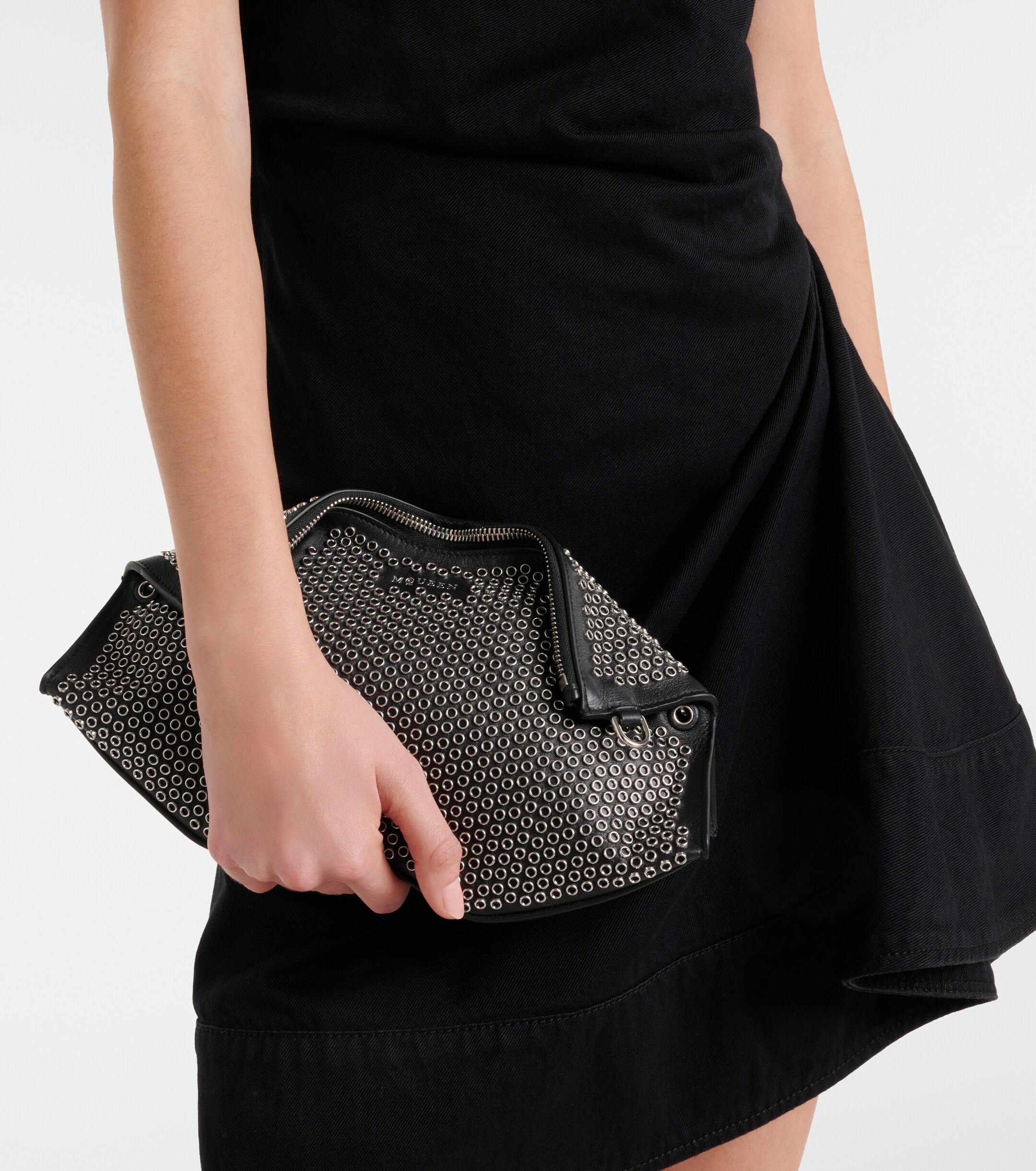 McQueen Manta embellished leather clutch
