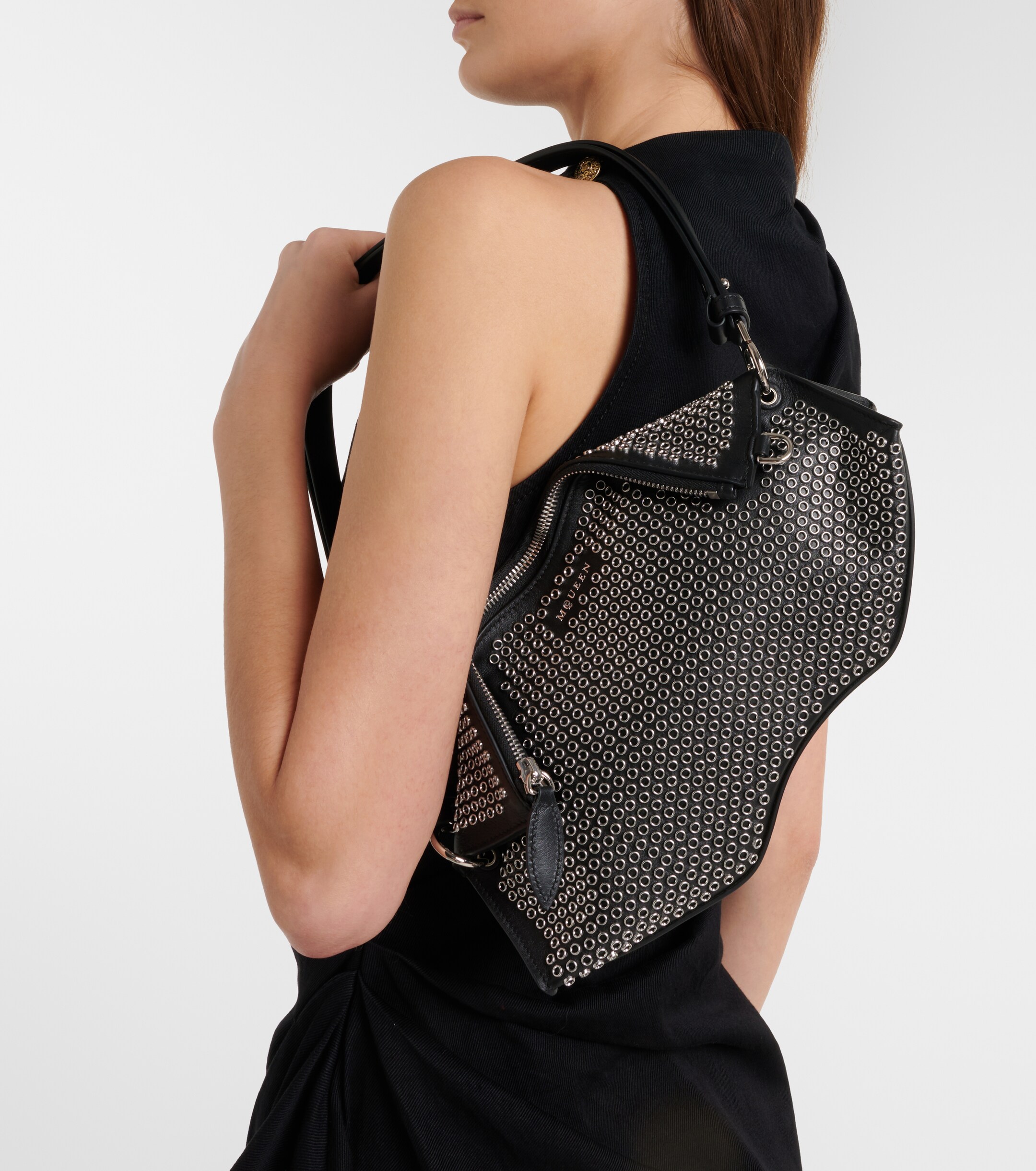 McQueen Manta embellished leather clutch