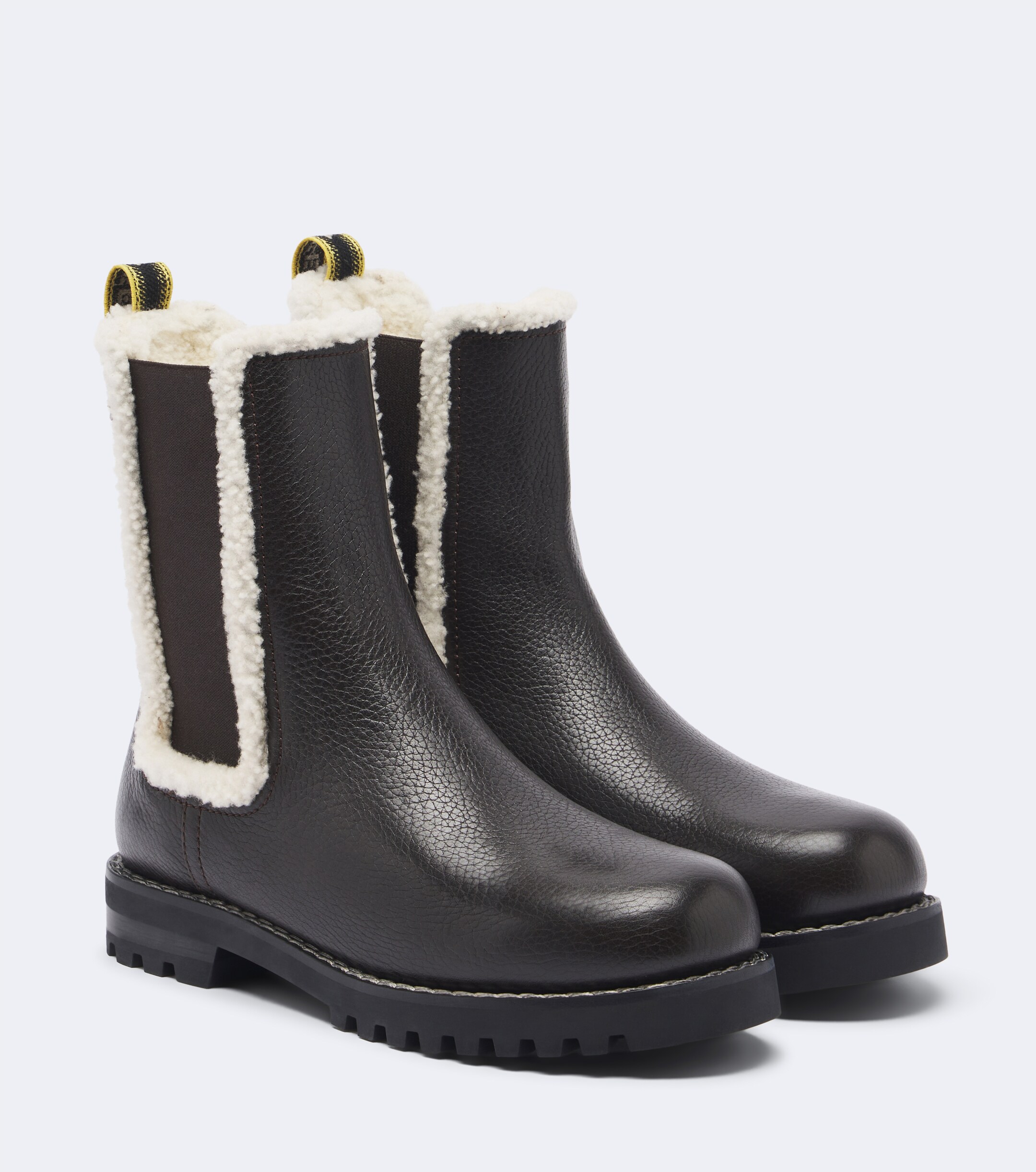 Fendi Fendi Shearling-trimmed leather Chelsea boots
