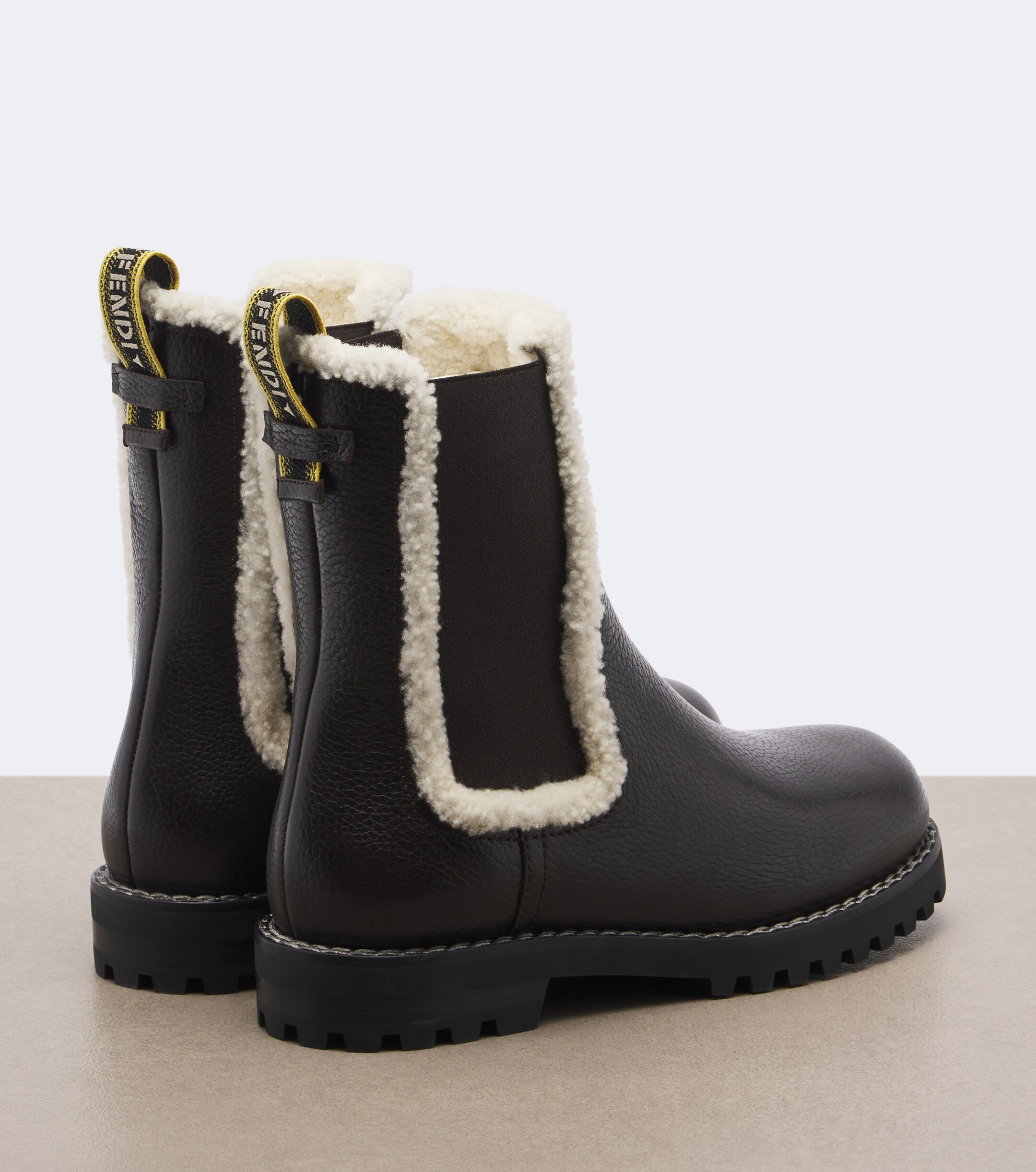 Fendi Fendi Shearling-trimmed leather Chelsea boots