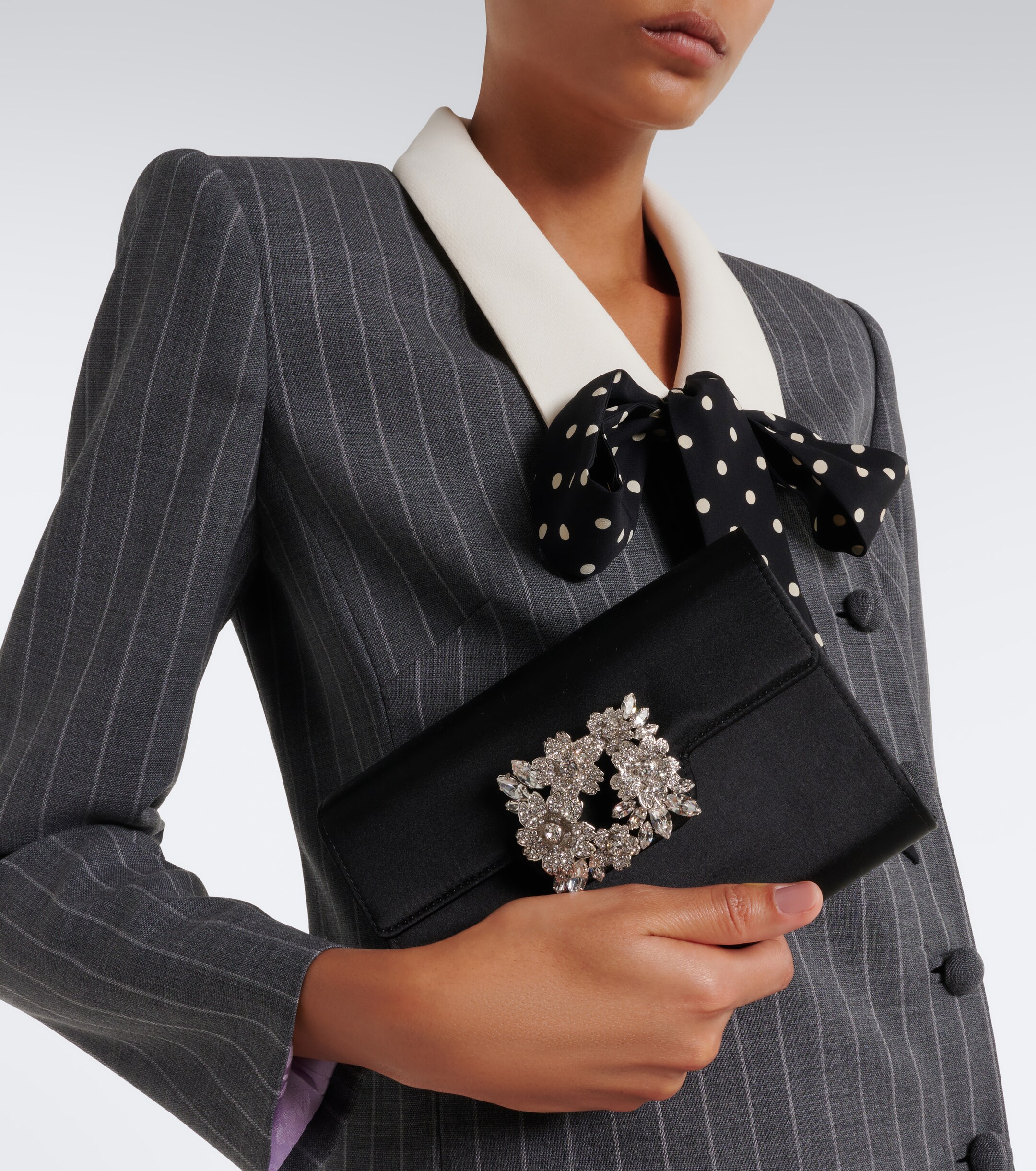 ROGER VIVIER Roger Vivier Efflorescence Mini embellished satin clutch