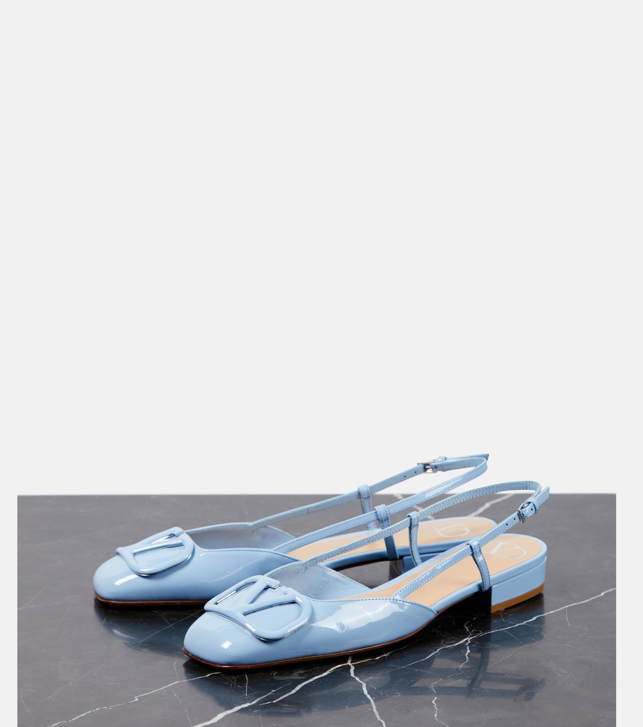 Valentino Garavani VLogo Signature leather slingback flats thumbnail