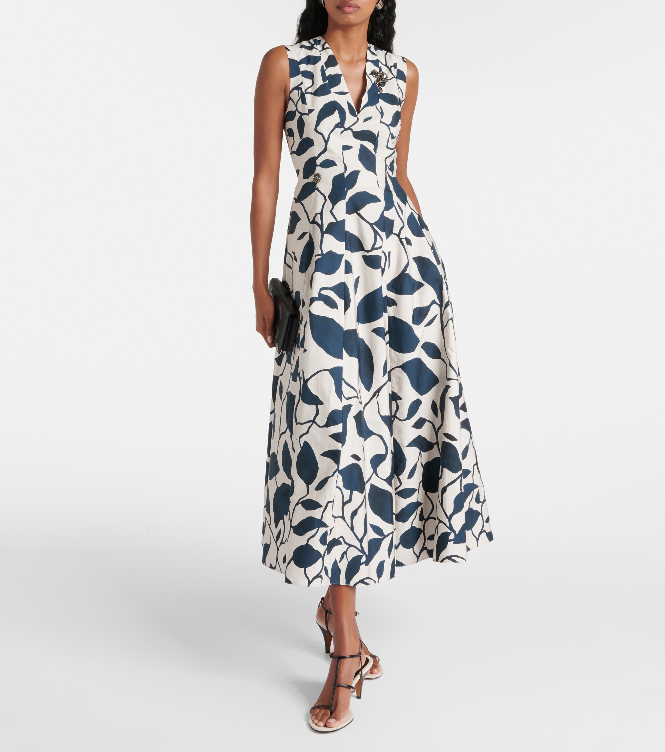 S Max Mara Printed cotton poplin midi dress