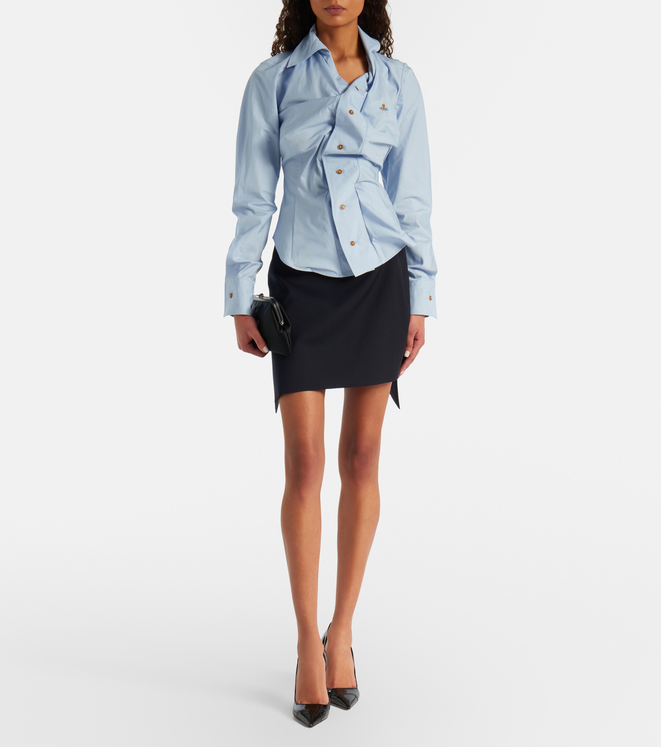 vivienne westwood dress shirt Vivienne Westwood, Orb gathered asymmetric cotton shirt, Women, Pink, XS, Tops