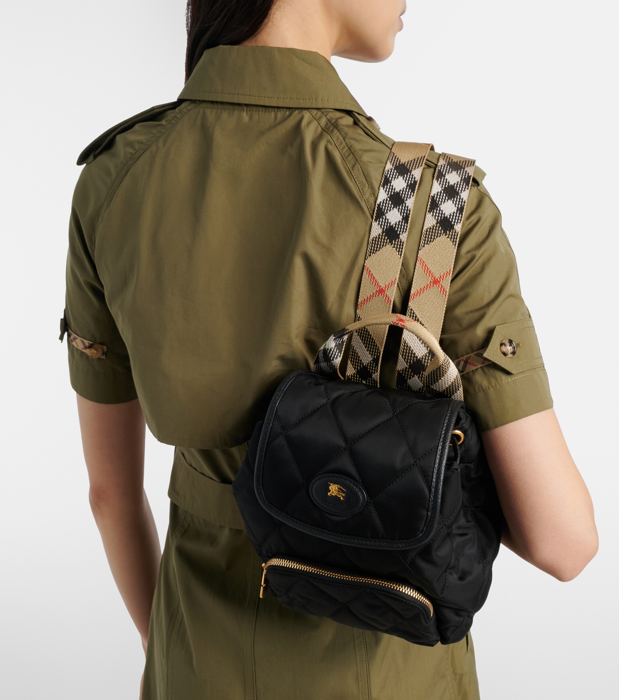 Burberry Mini leather-trimmed backpack