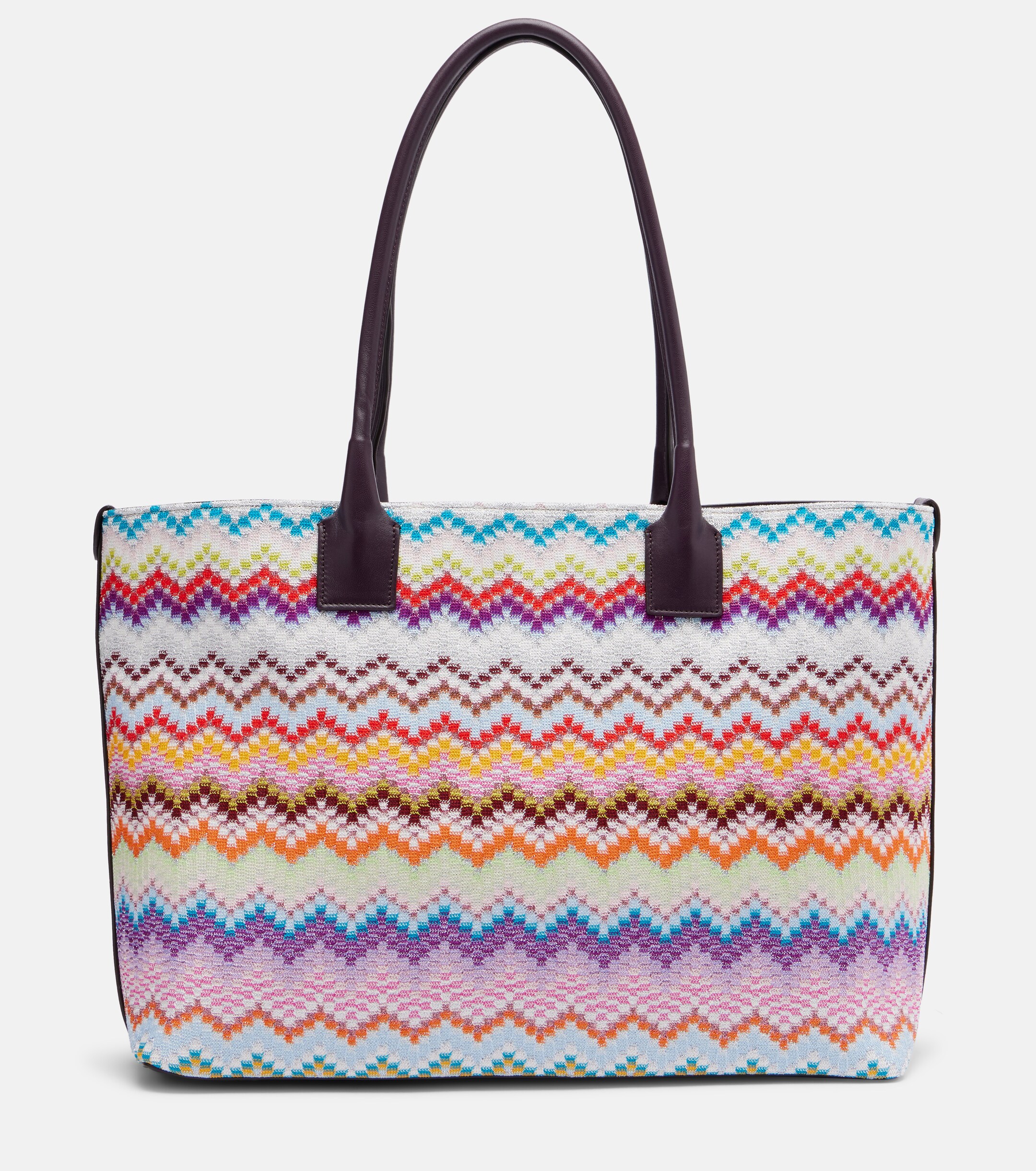 Missoni Zigzag leather-trimmed lamé tote bag