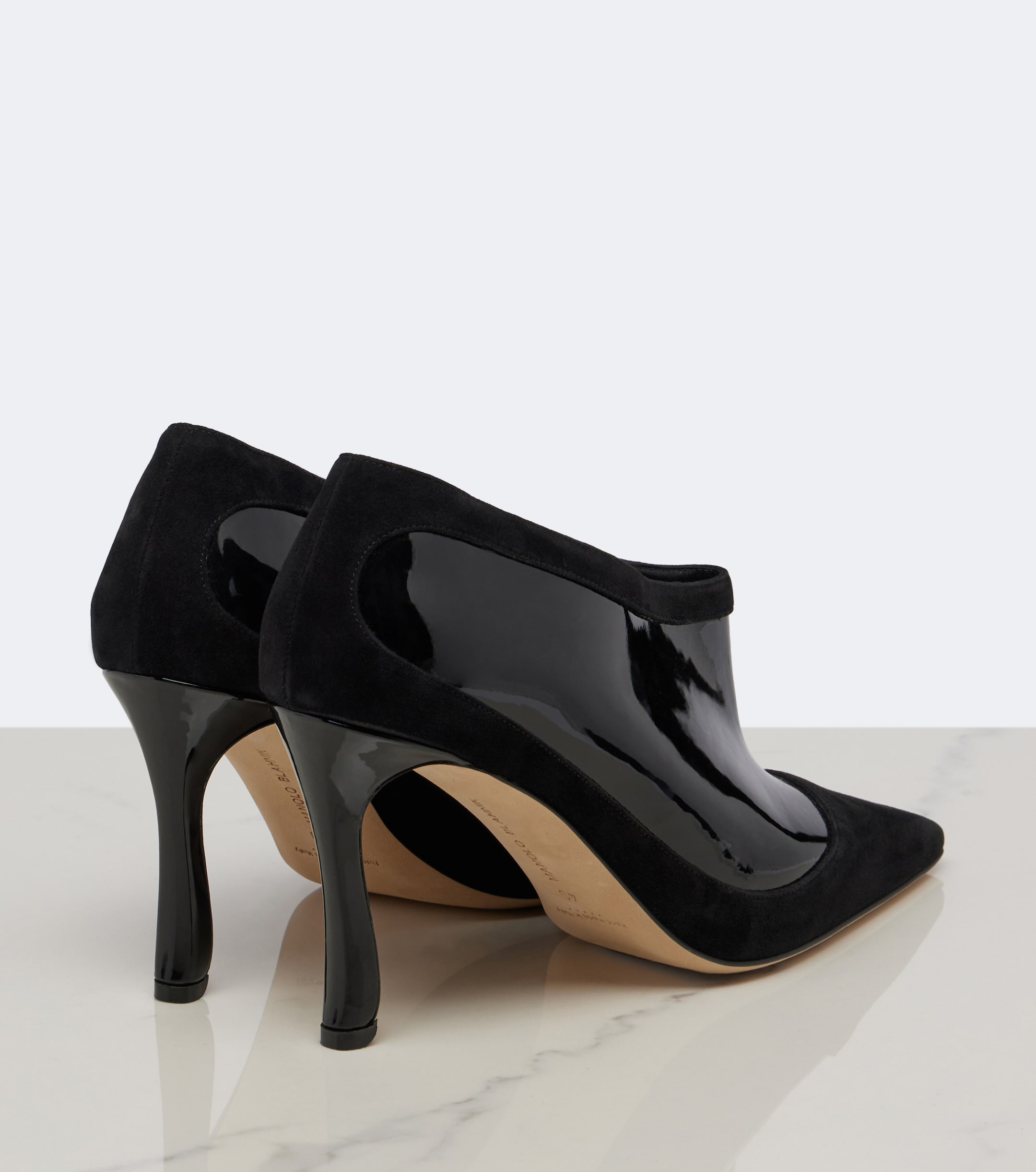 MANOLO BLAHNIK Manolo Blahnik Ters suede and patent leather pumps
