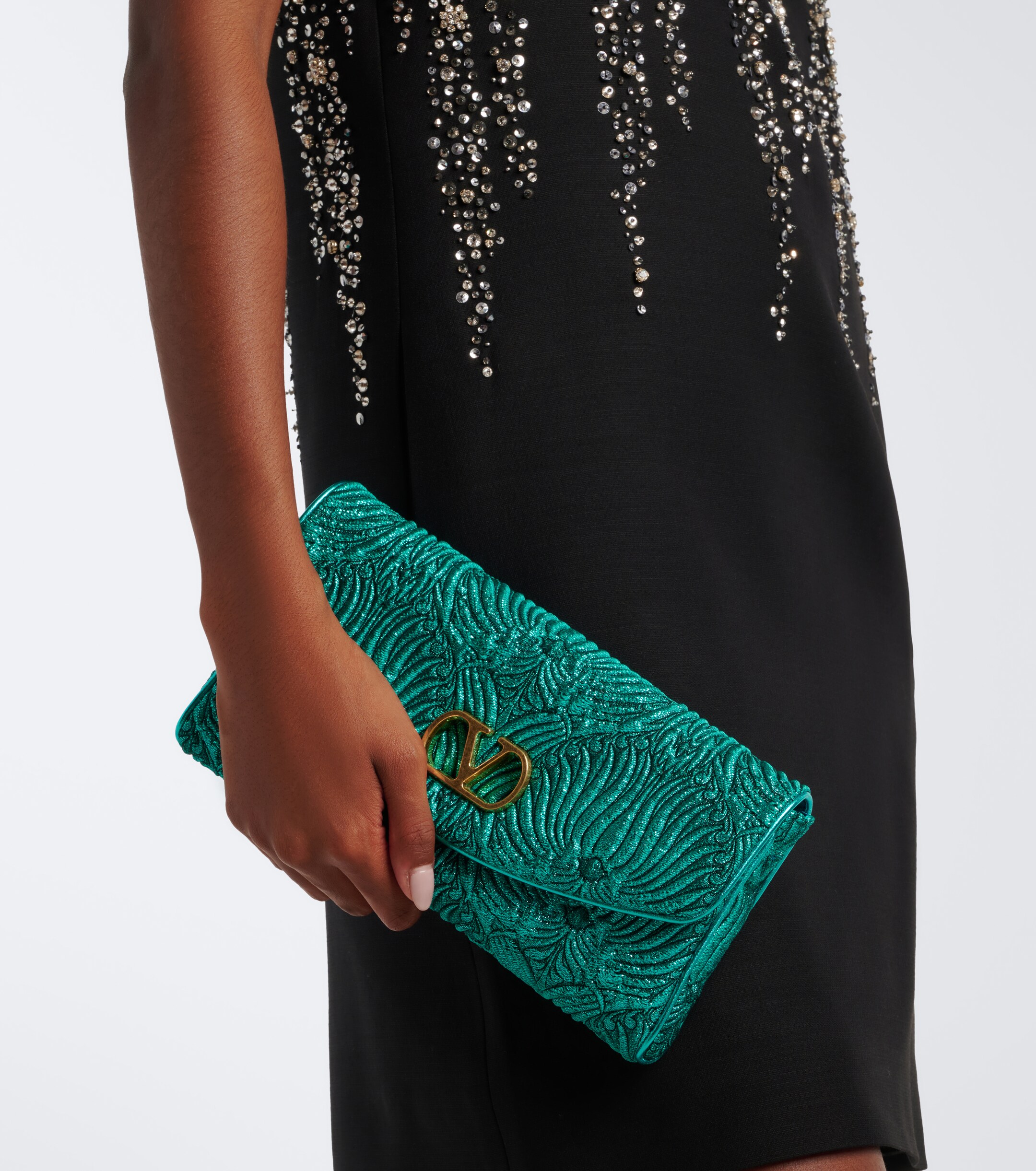 Valentino Garavani DeVain Small cloqué jacquard shoulder bag thumbnail