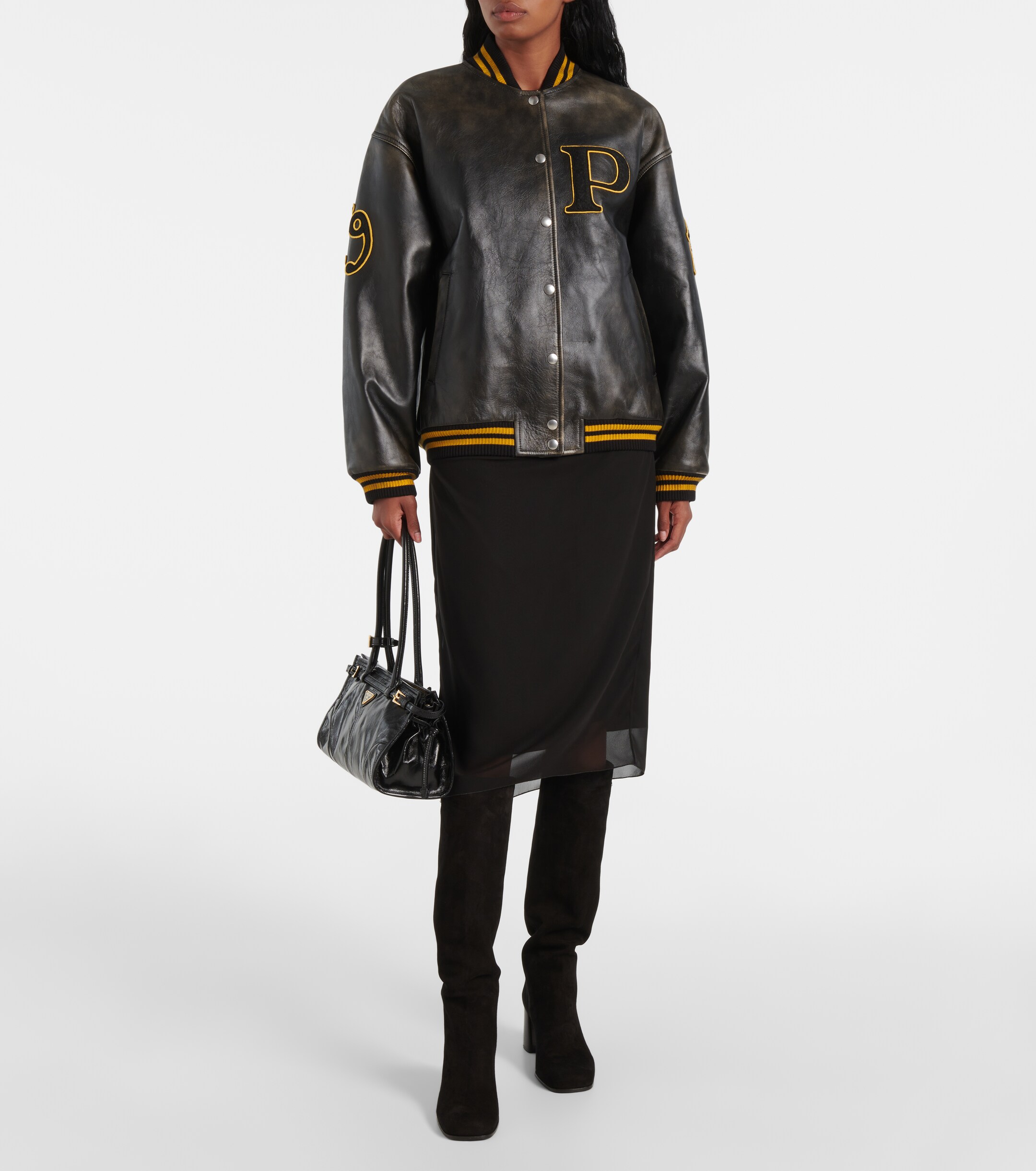 Prada Leather varsity jacket