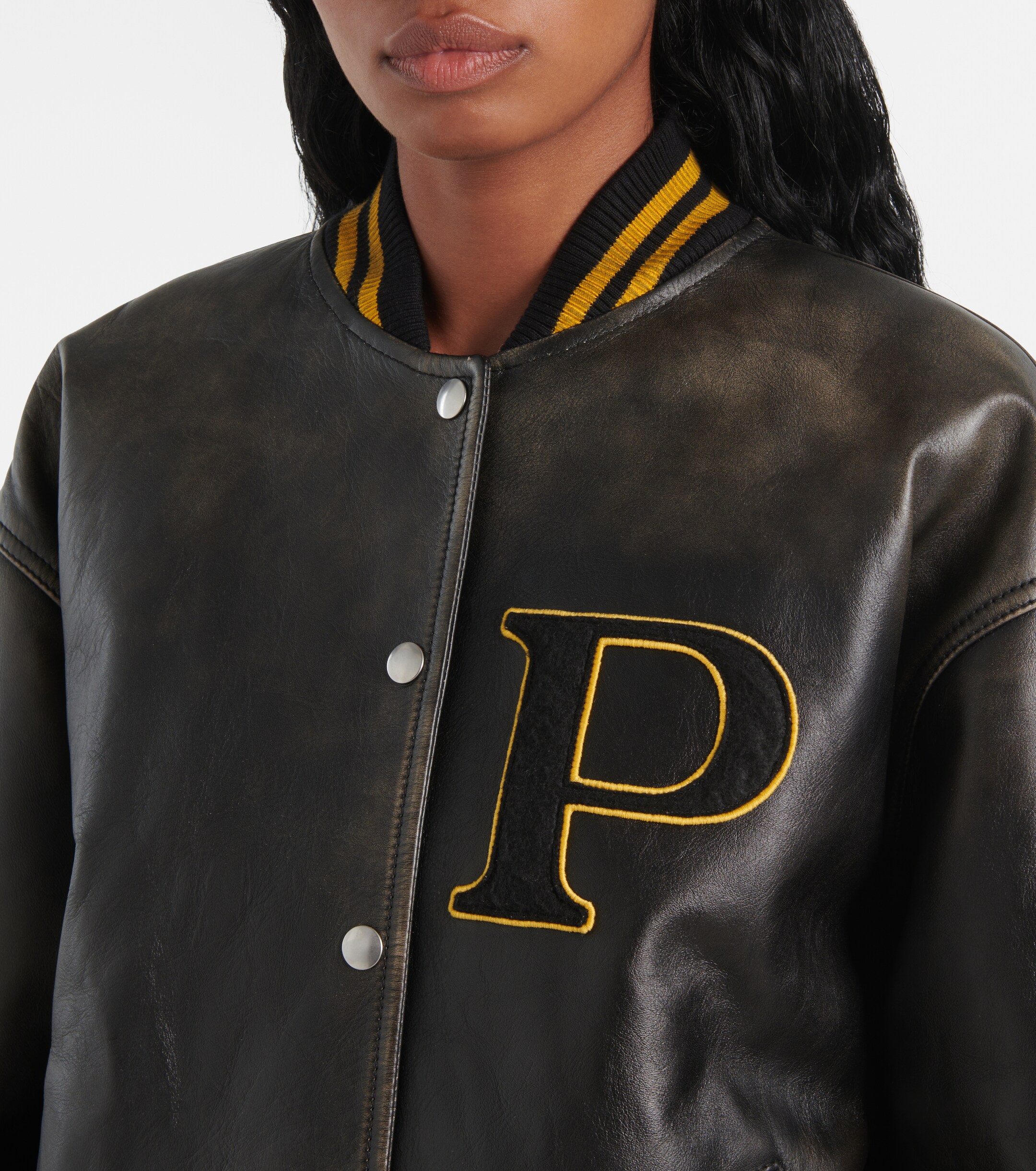 Prada Leather varsity jacket thumbnail