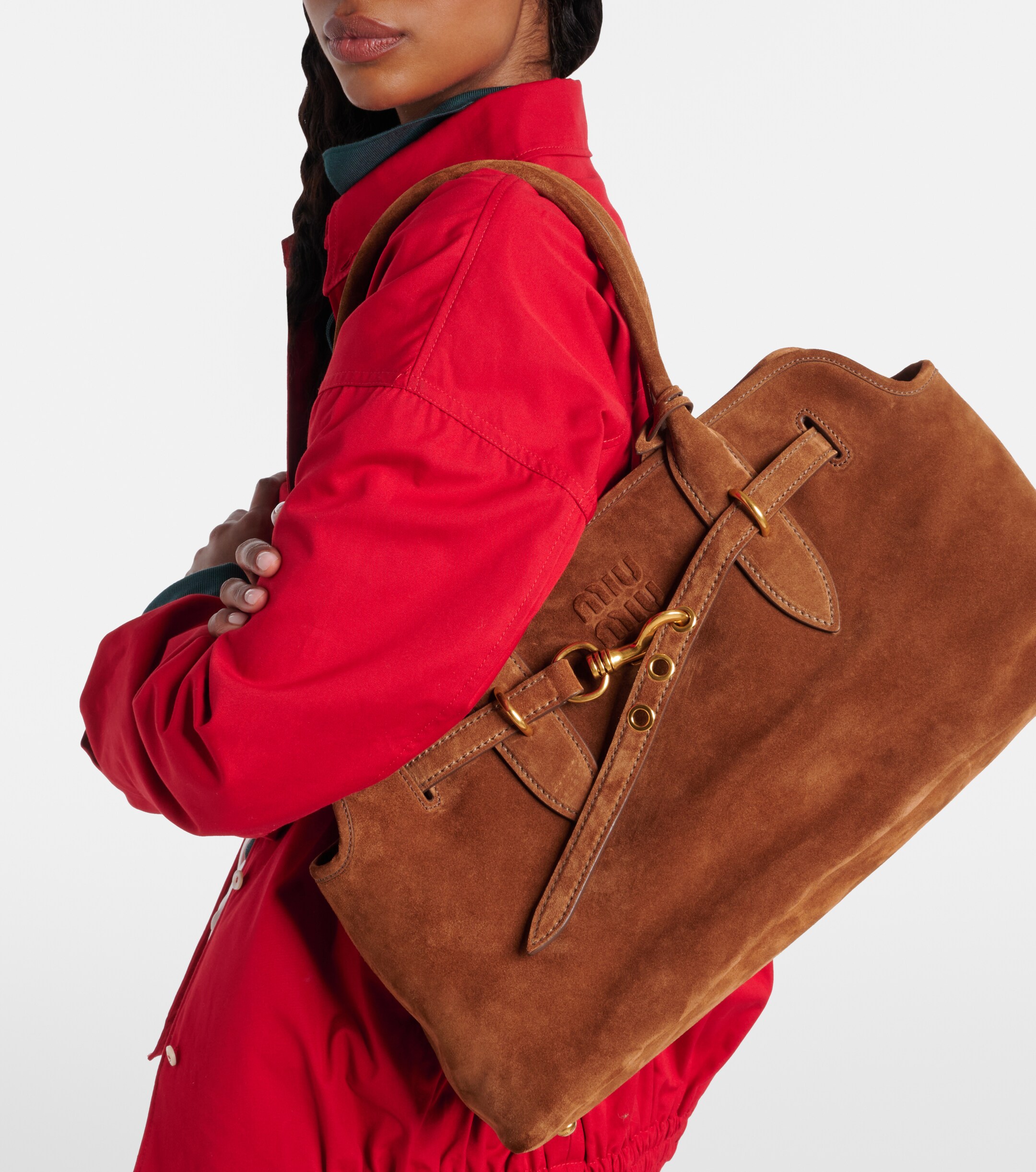 Miu Miu Aventure suede shoulder bag