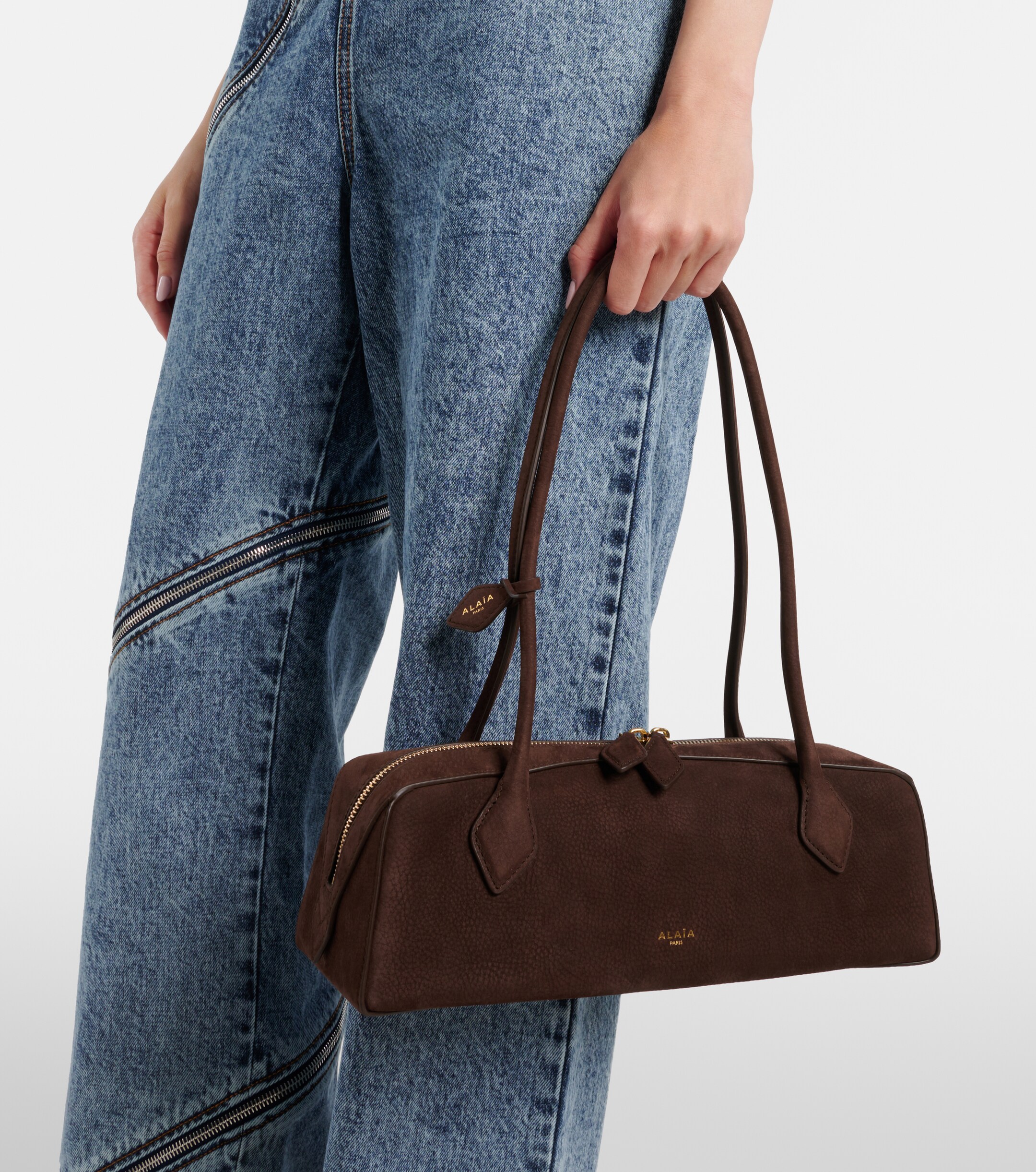 Alaïa Le Teckel Medium suede shoulder bag