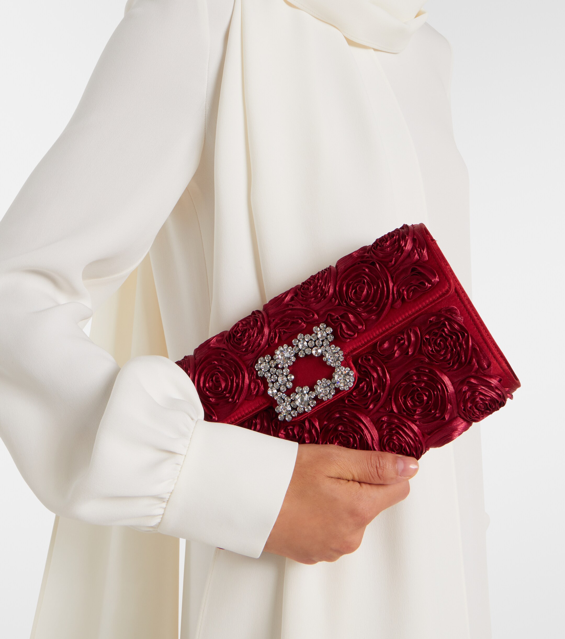 ROGER VIVIER Rose Vivier embellished satin clutch
