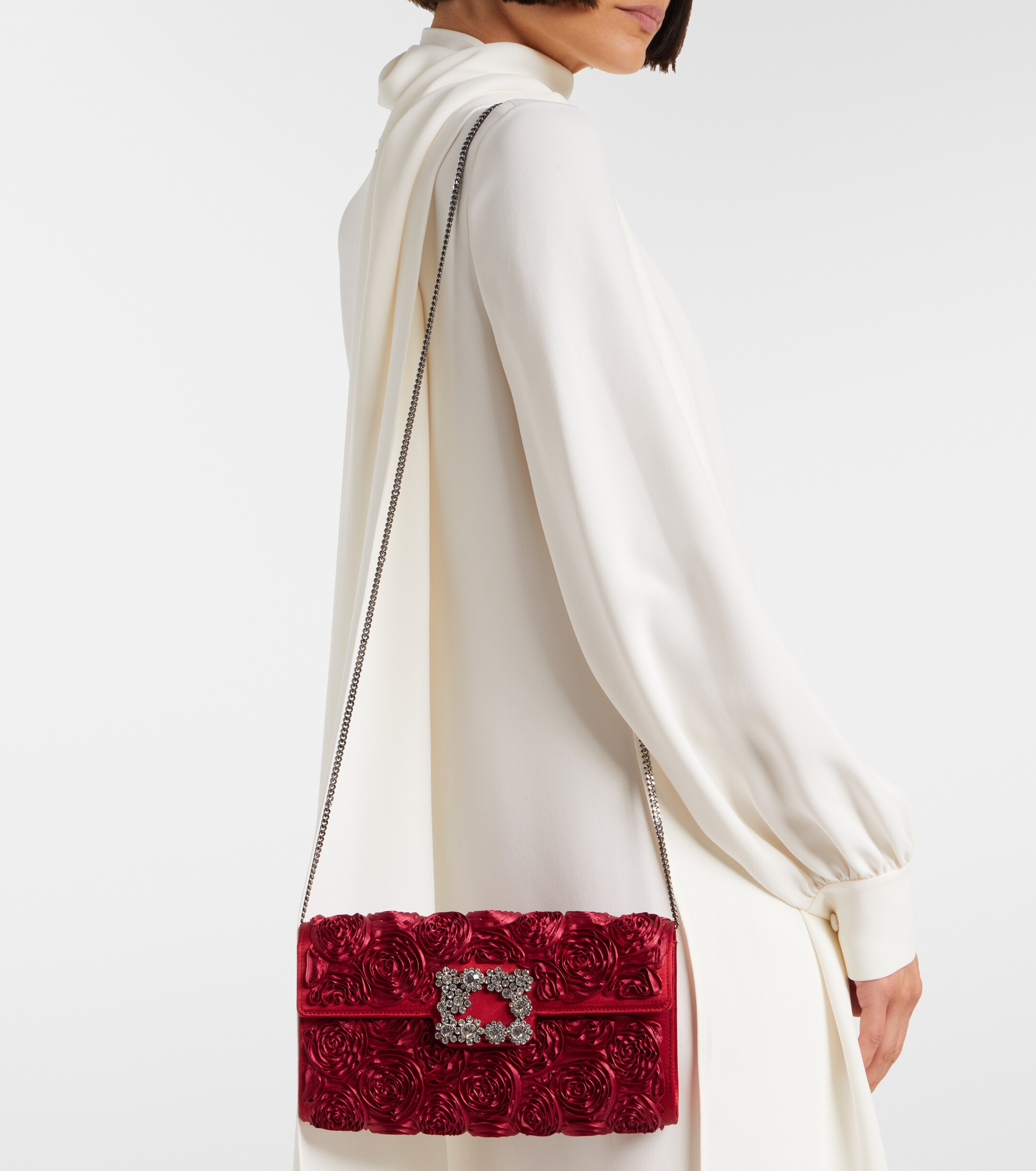 ROGER VIVIER Rose Vivier embellished satin clutch