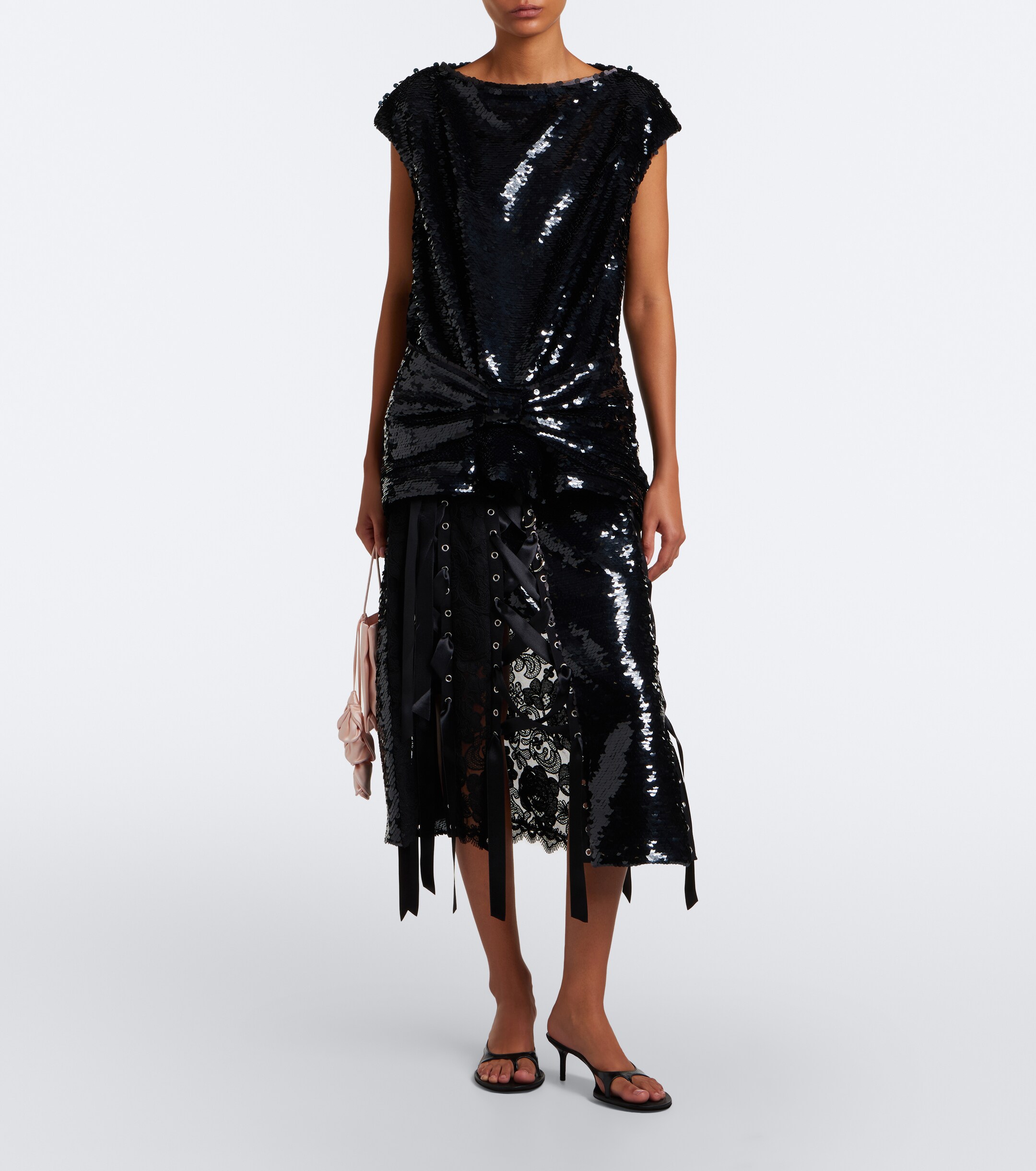 Simone Rocha Simone Rocha Patchwork sequined lace midi skirt
