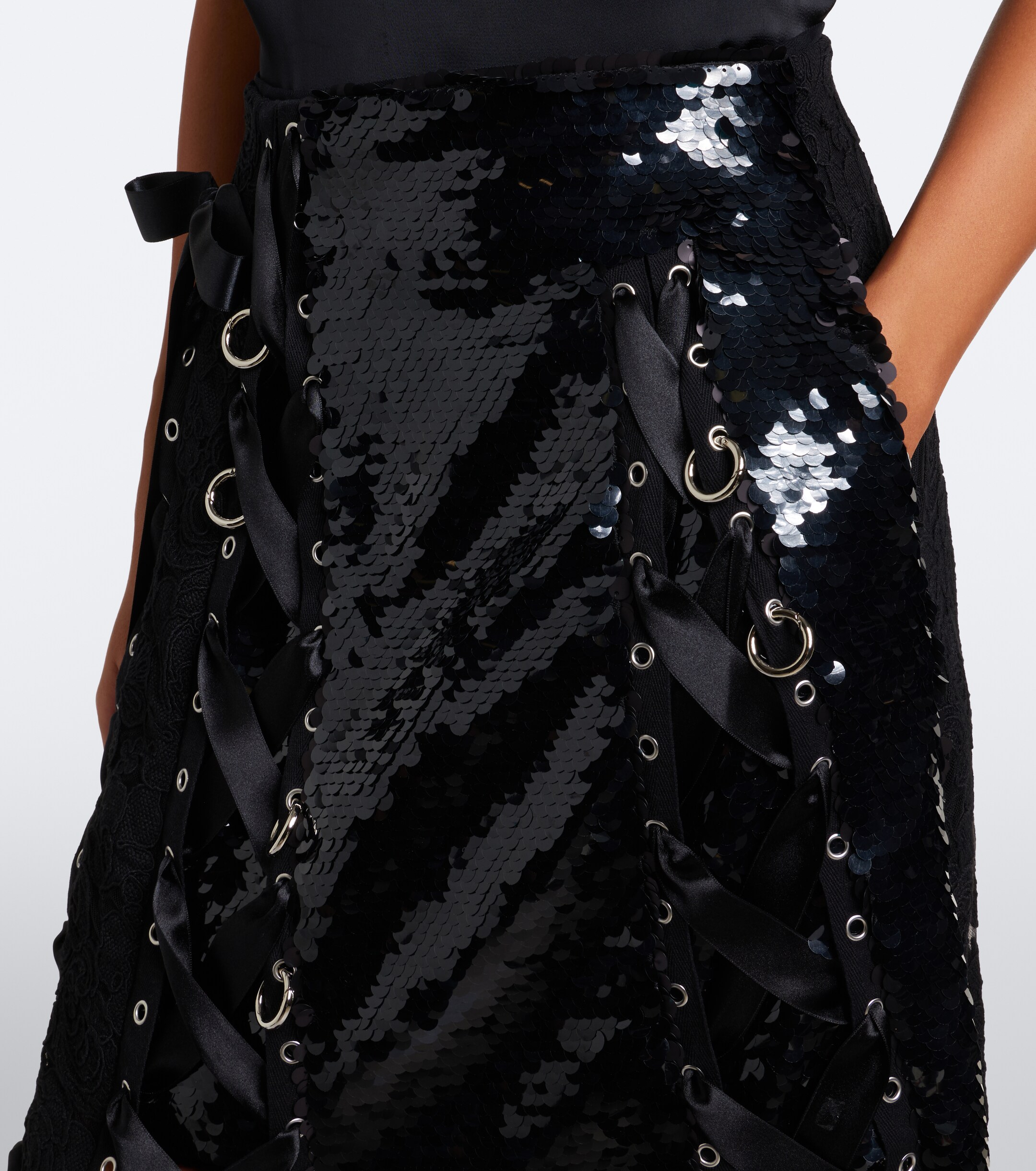 Simone Rocha Simone Rocha Patchwork sequined lace midi skirt