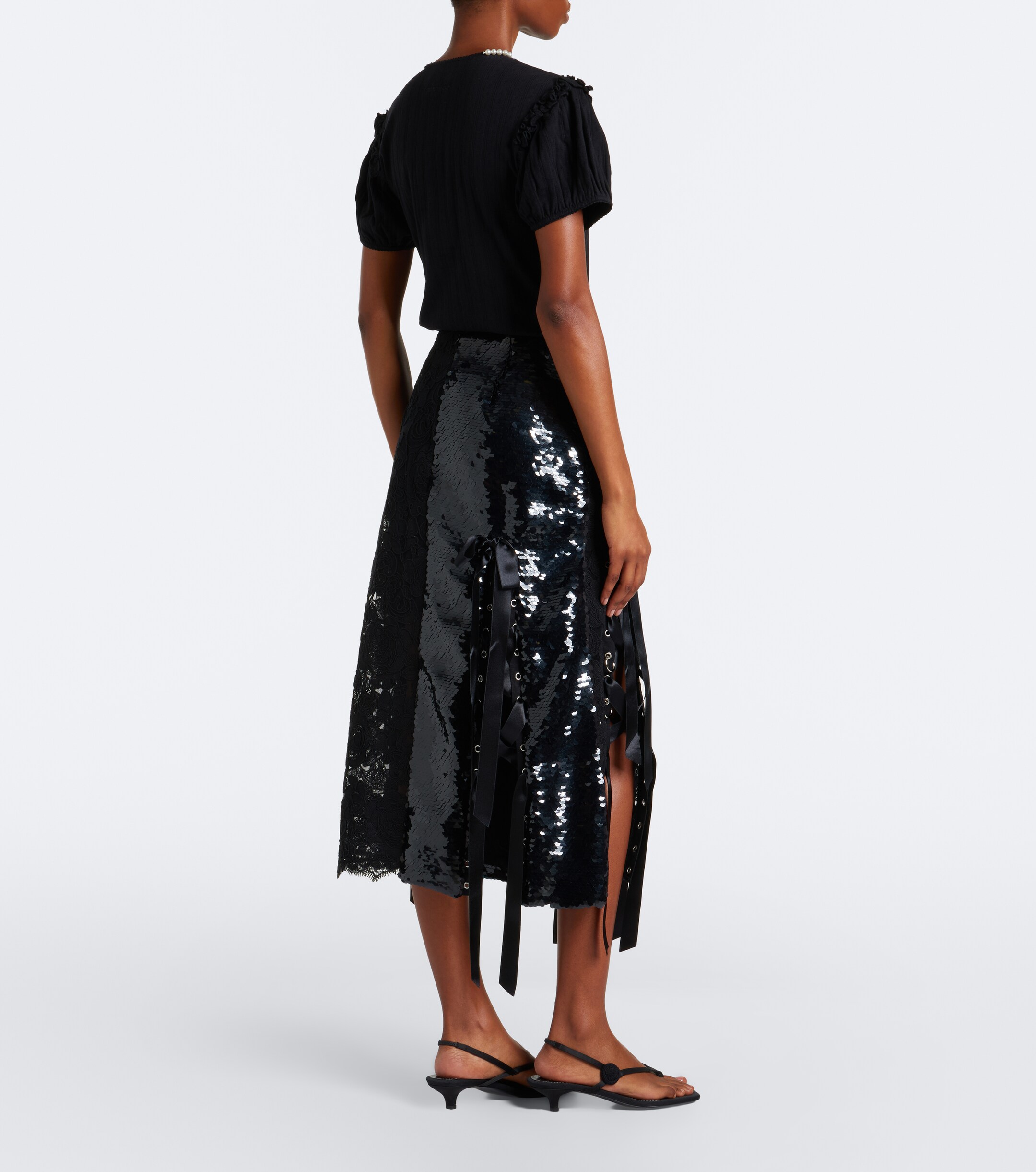 Simone Rocha Simone Rocha Patchwork sequined lace midi skirt