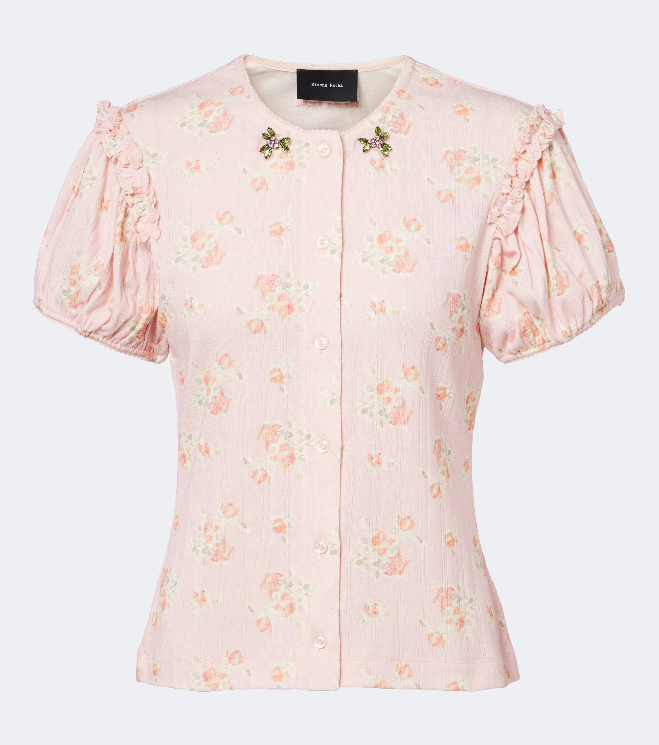 Simone Rocha Simone Rocha Crystal-embellished floral cotton cardigan