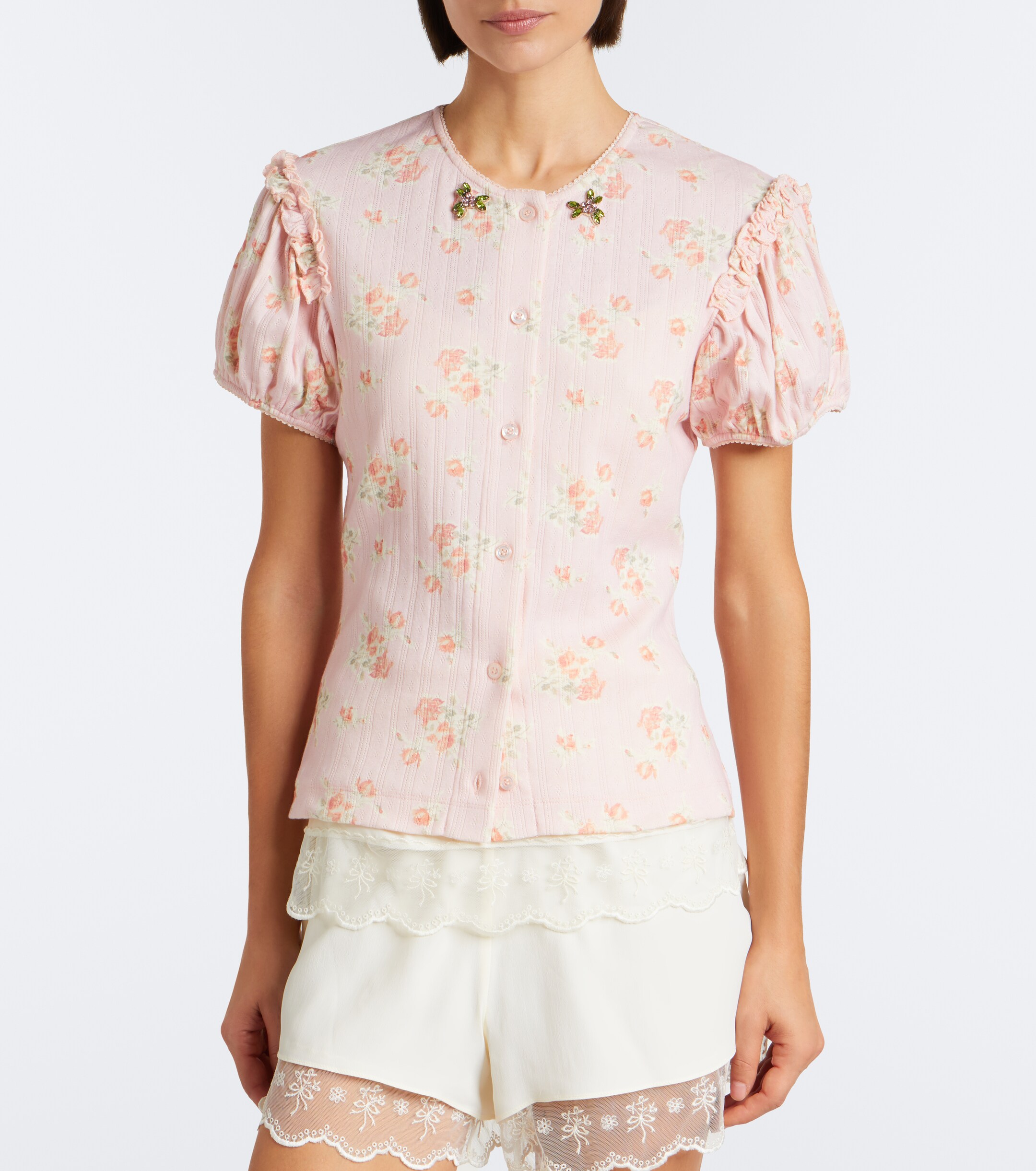 Simone Rocha Simone Rocha Crystal-embellished floral cotton cardigan
