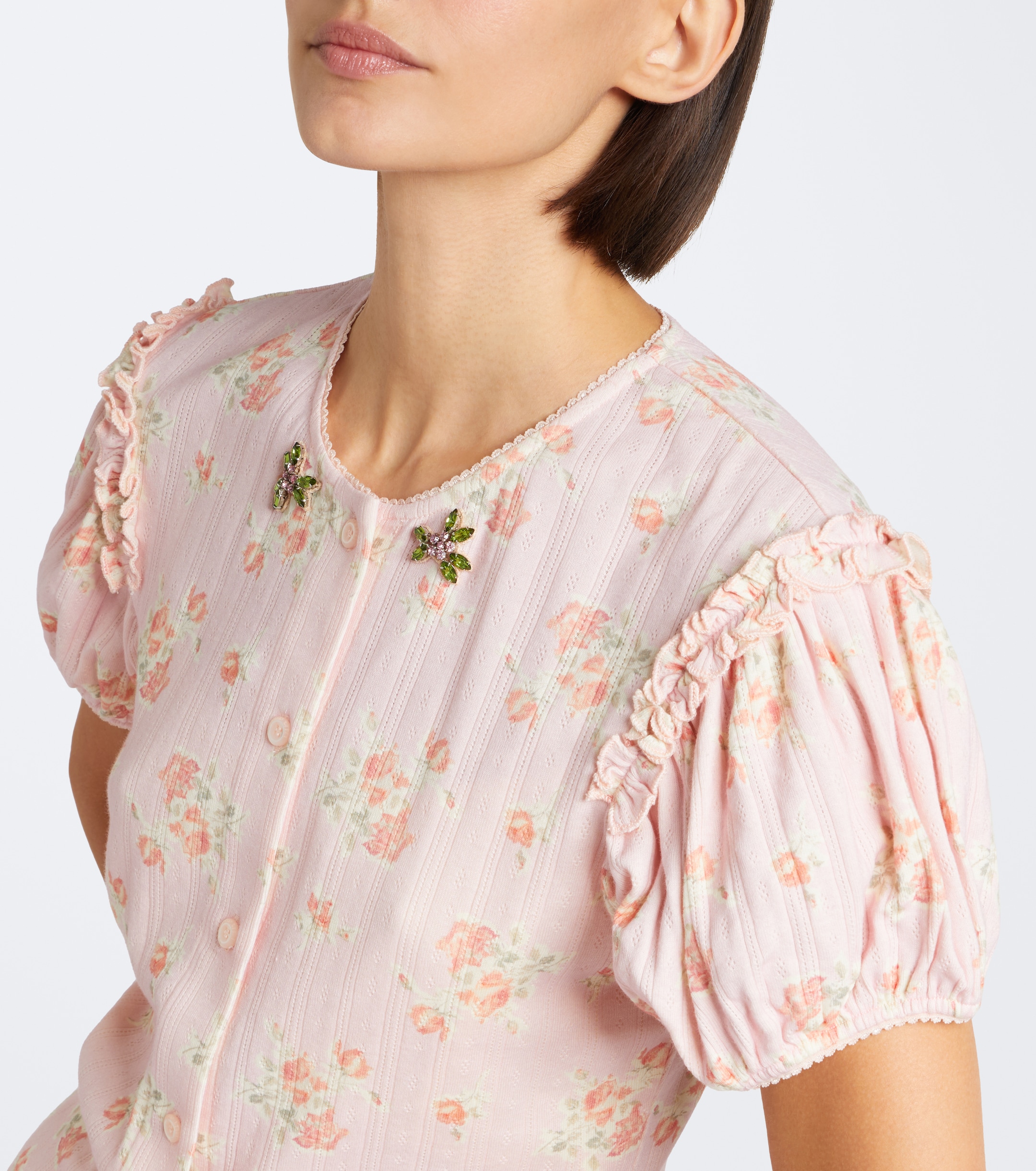 Simone Rocha Simone Rocha Crystal-embellished floral cotton cardigan