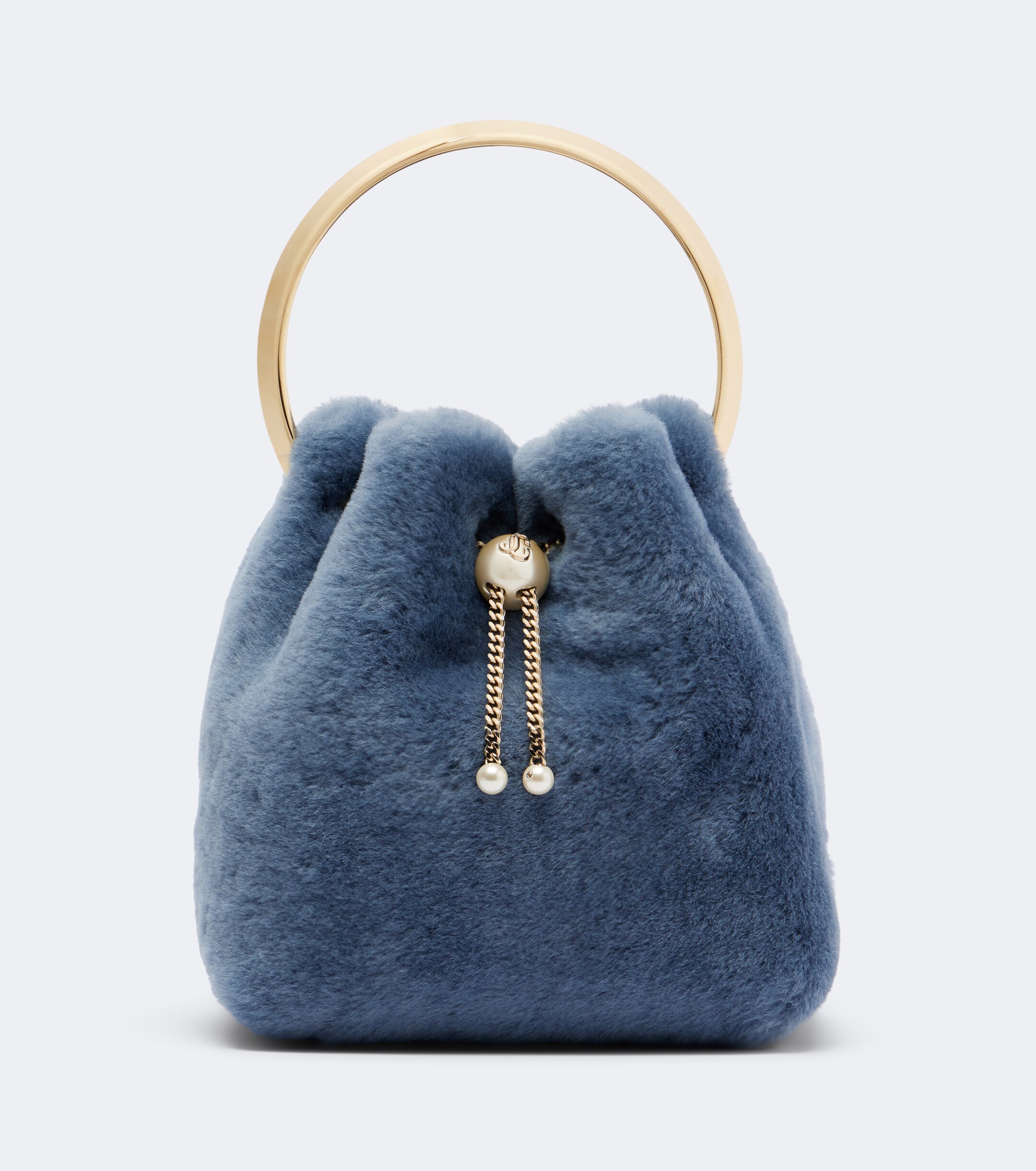 JIMMY CHOO Jimmy Choo Bon Bon Small shearling bucket bag