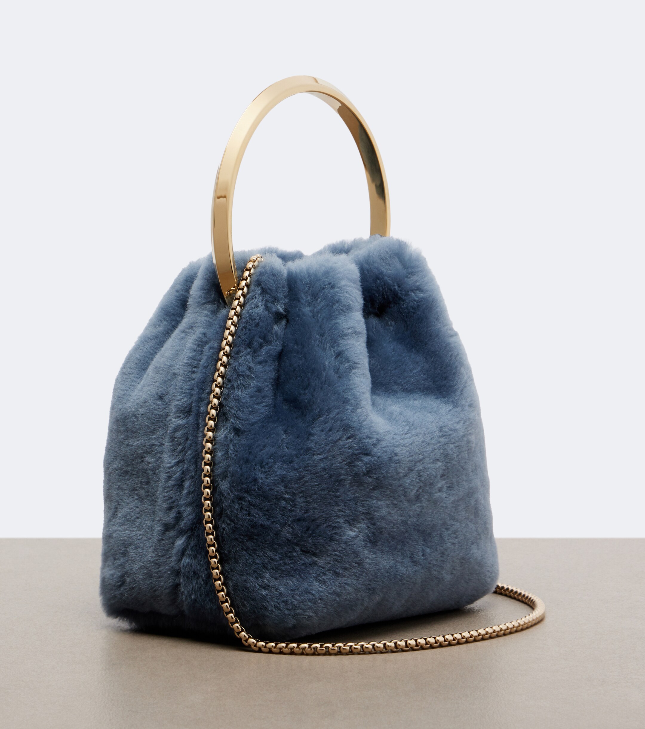 JIMMY CHOO Jimmy Choo Bon Bon Small shearling bucket bag