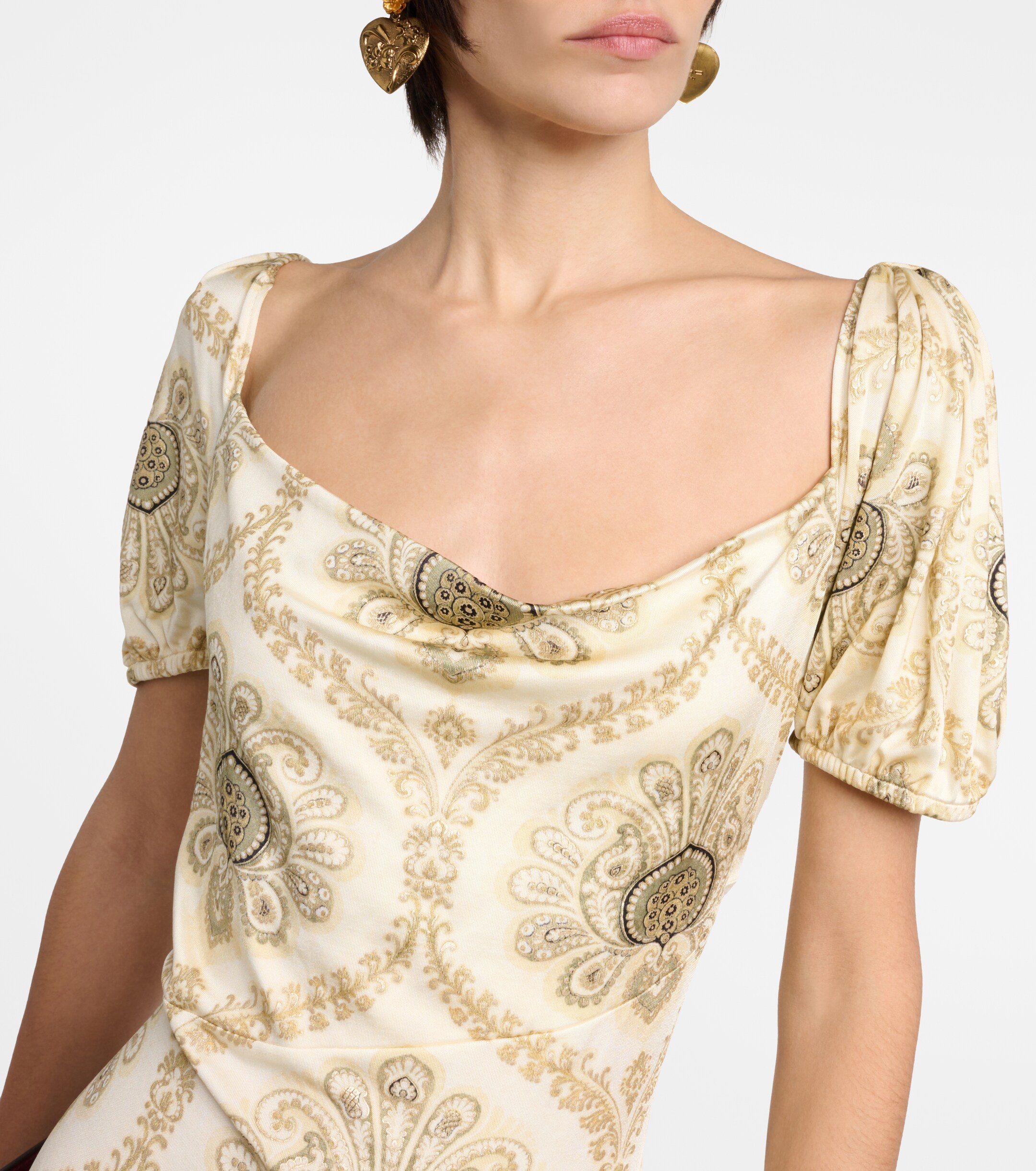 Etro Printed puff-sleeve gown
