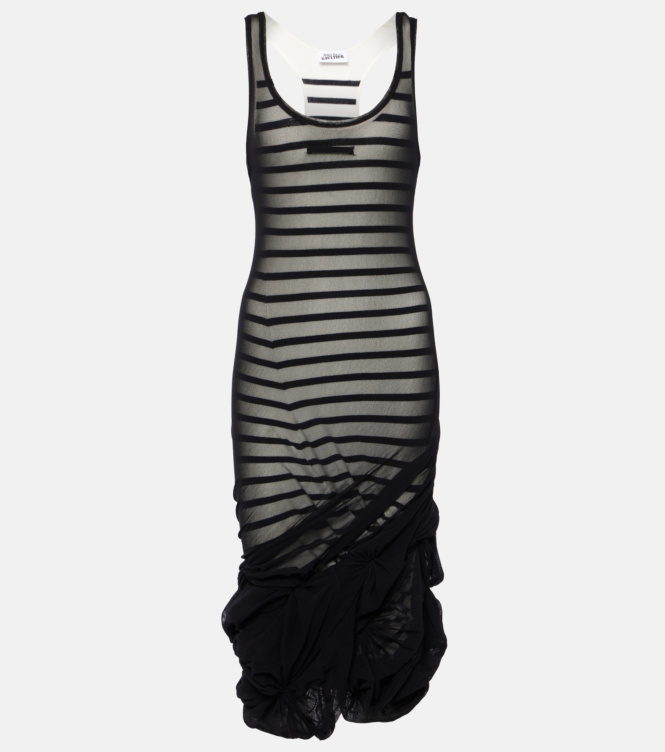 Jean Paul Gaultier Gathered marinière and tulle midi dress thumbnail